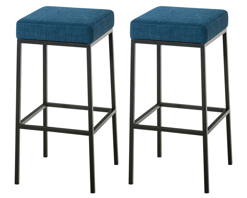 Lot De 2 Tabourets De Bar Montreal 80 Tissu Noir Bleu