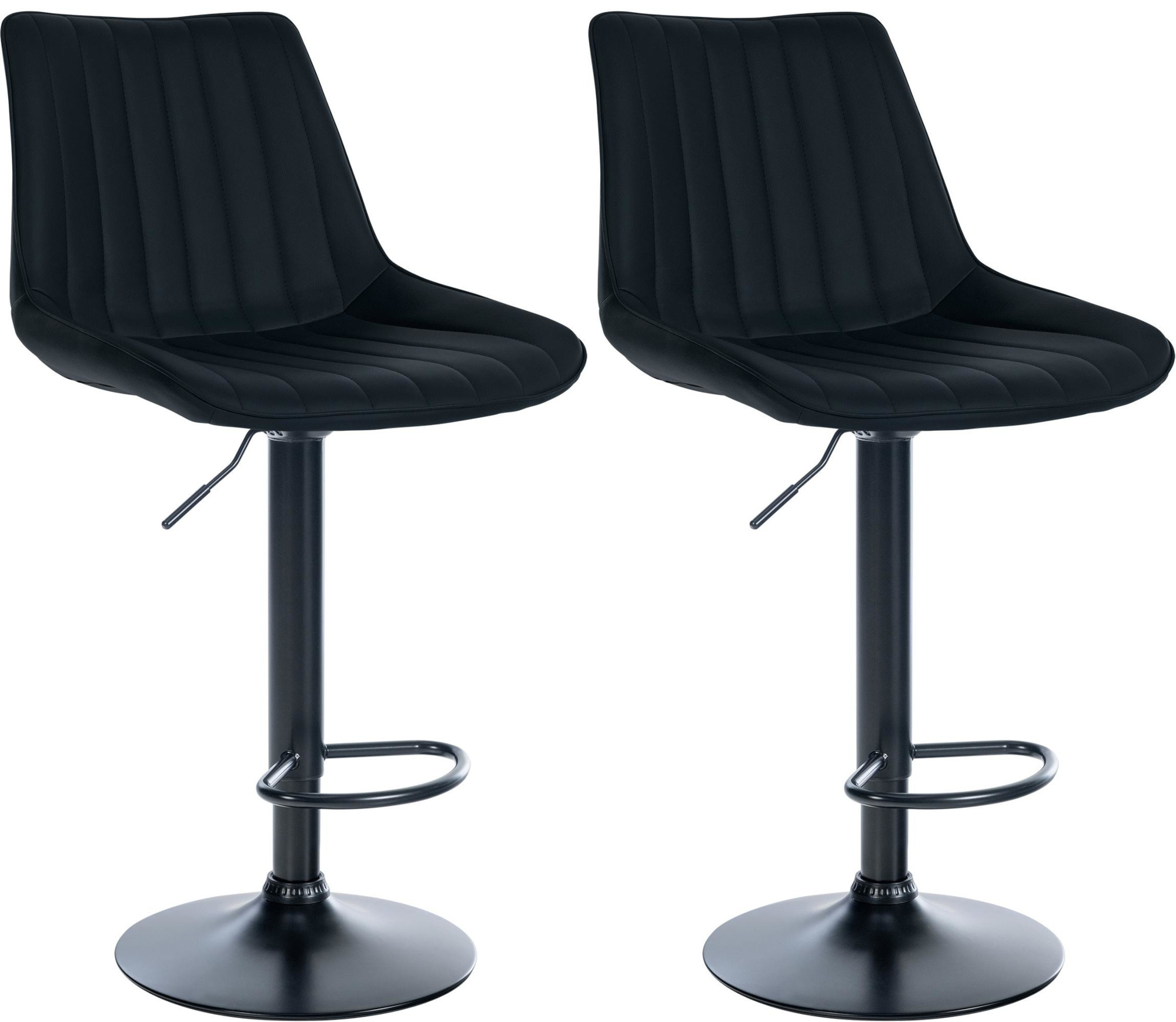Lot De 2 Tabourets De Bar Toni Simili Cuir Noir Noir