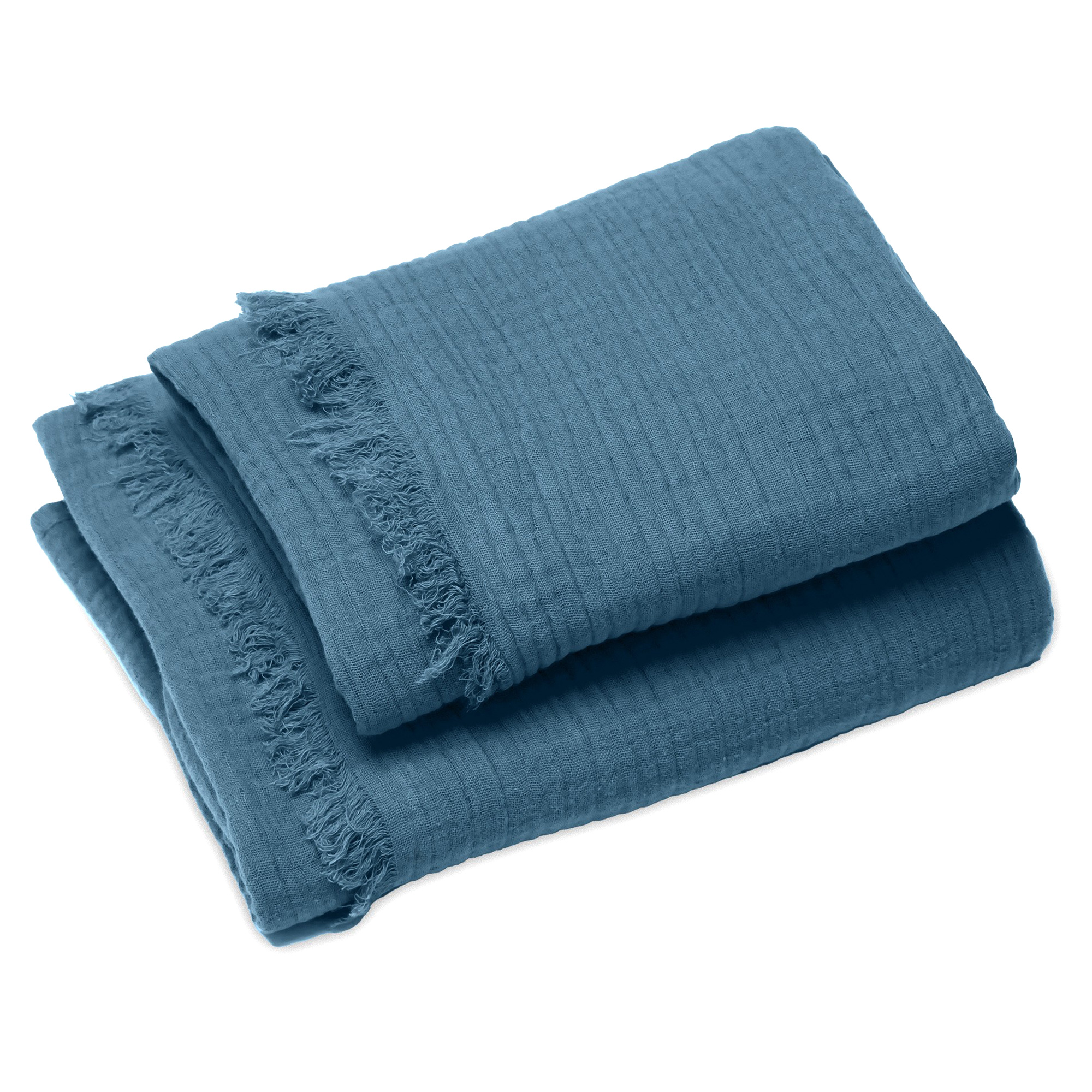 Drap De Douche 70x130 Et Serviette 50x90 Kea Mousseline De Coton Bleu