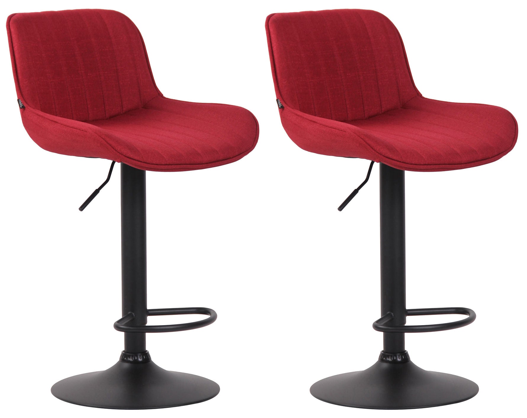 Lot De 2 Tabourets De Bar Chaises Hautes En Tissu Rouge Coutures Verticales Support 10_0004290