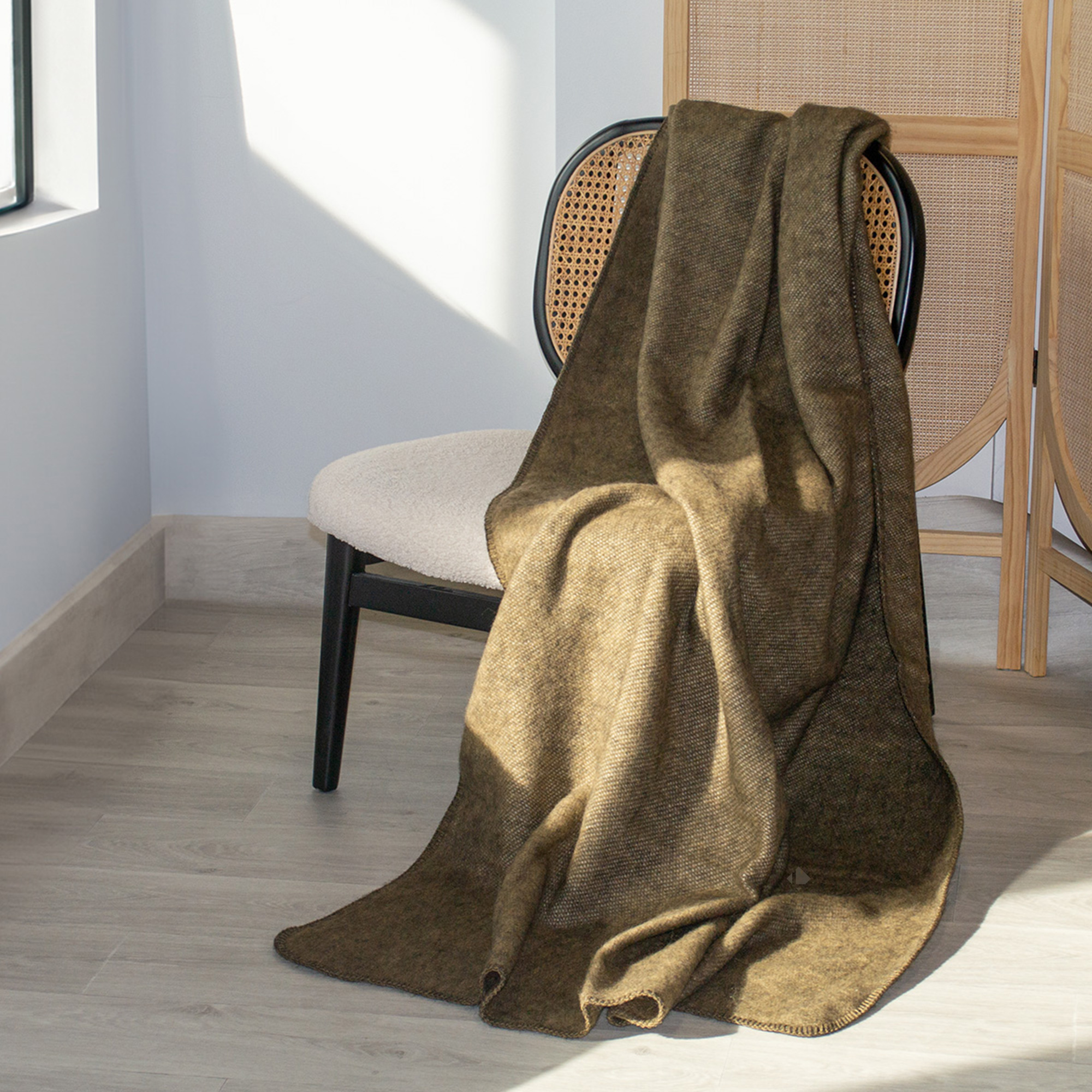 Plaid En Laine Mélangée 120x180 Cm Osloo Marron Caramel
