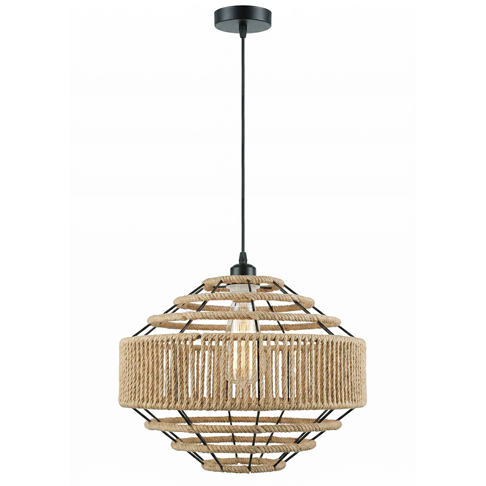 Suspension - Corde Naturelle Et Cadre En Métal Noir - Lapor Naturel