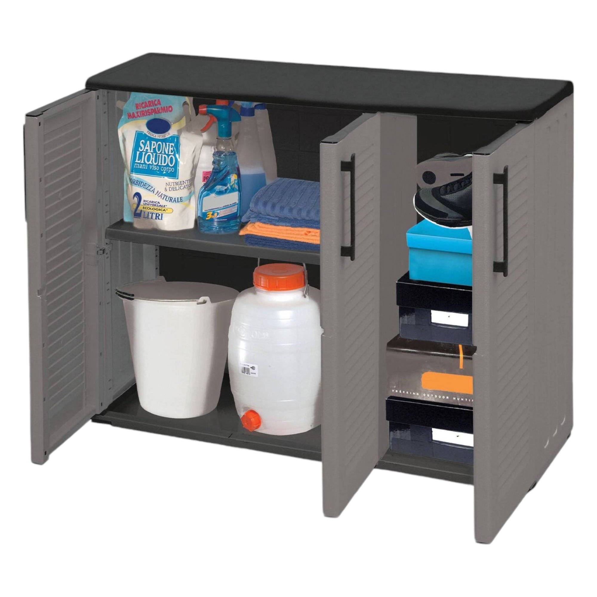 Armoire Extérieure,en Pvc,gris Noir,102x37h84 Cm