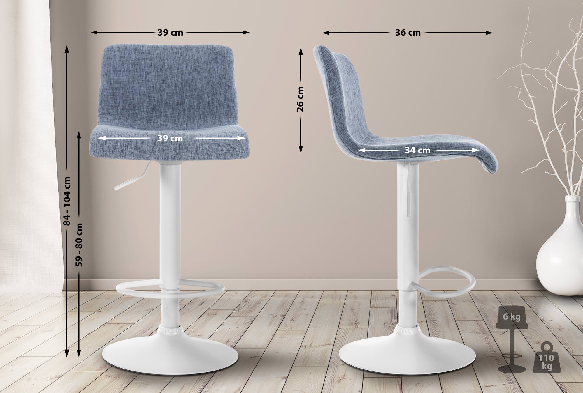 Tabouret De Bar Hoover Tissu W Bleu