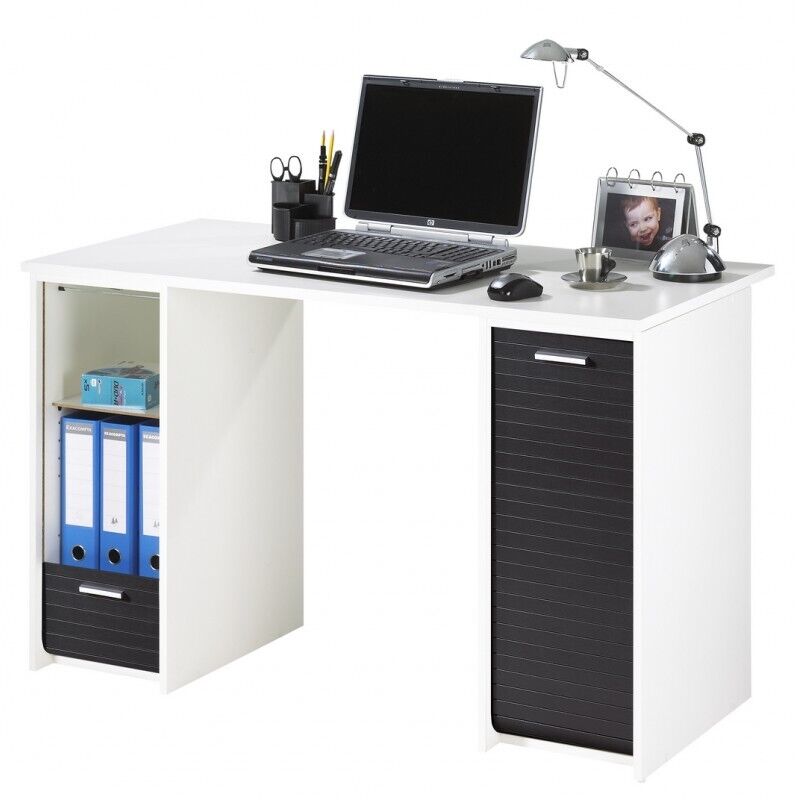 Bureau Beaux Meubles Pas Chers 2 Caissons 120 Cm 74 Cm 65 Cm Blanc Bois