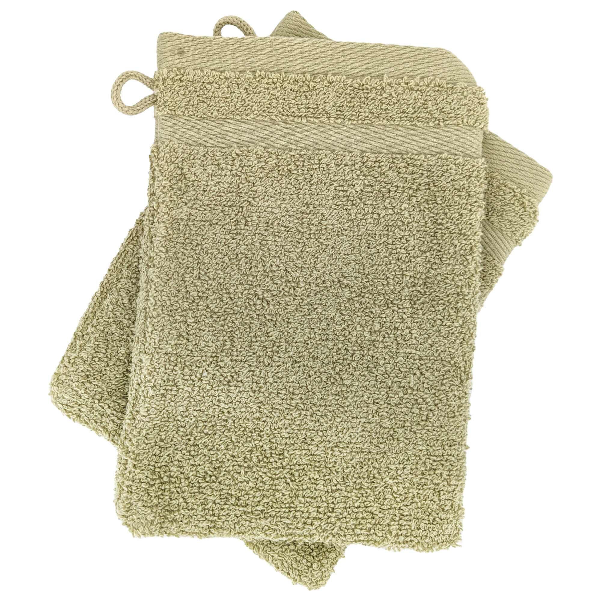 Lot De 2 Gants De Toilette 16x21 Cm Efficience Pure Vert Olive