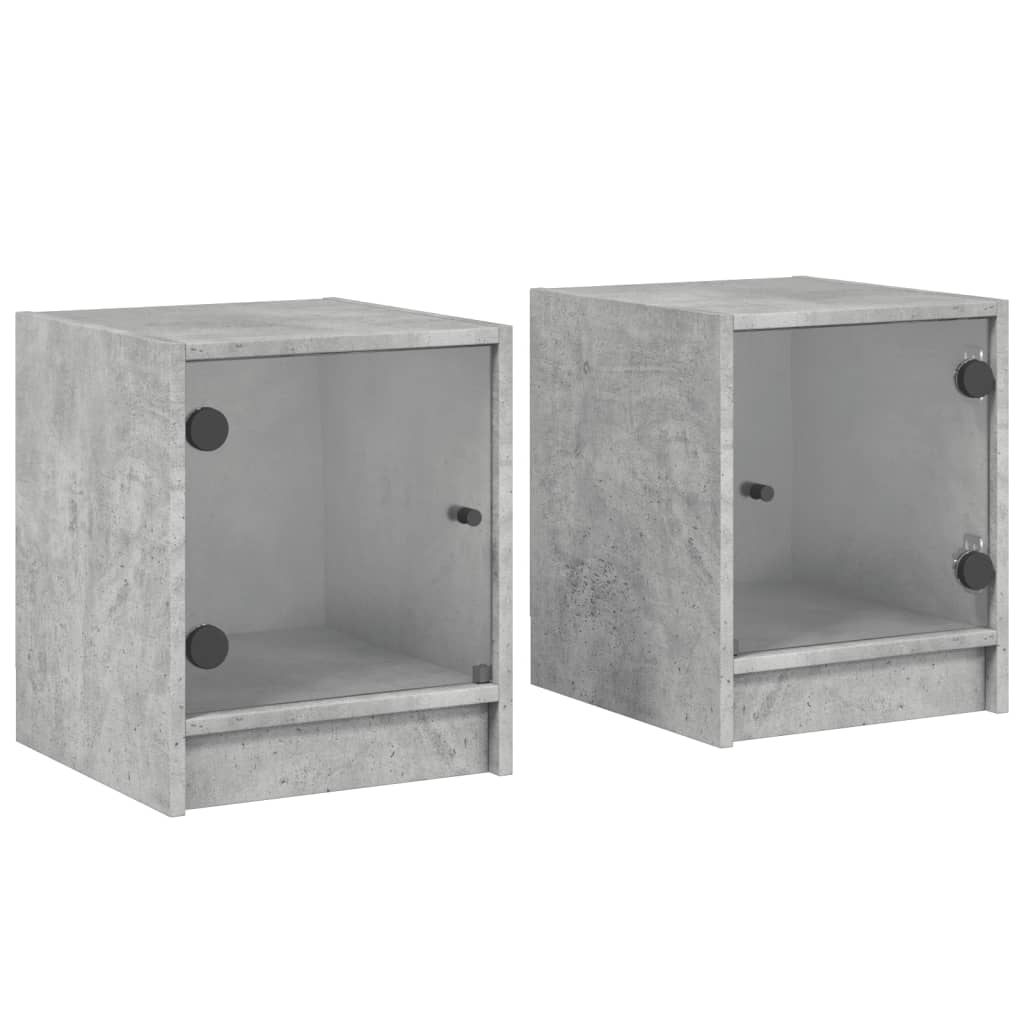 Lot De 2 Tables De Chevet Avec Portes Vitrées 35 X 37 X 42 Dec035978