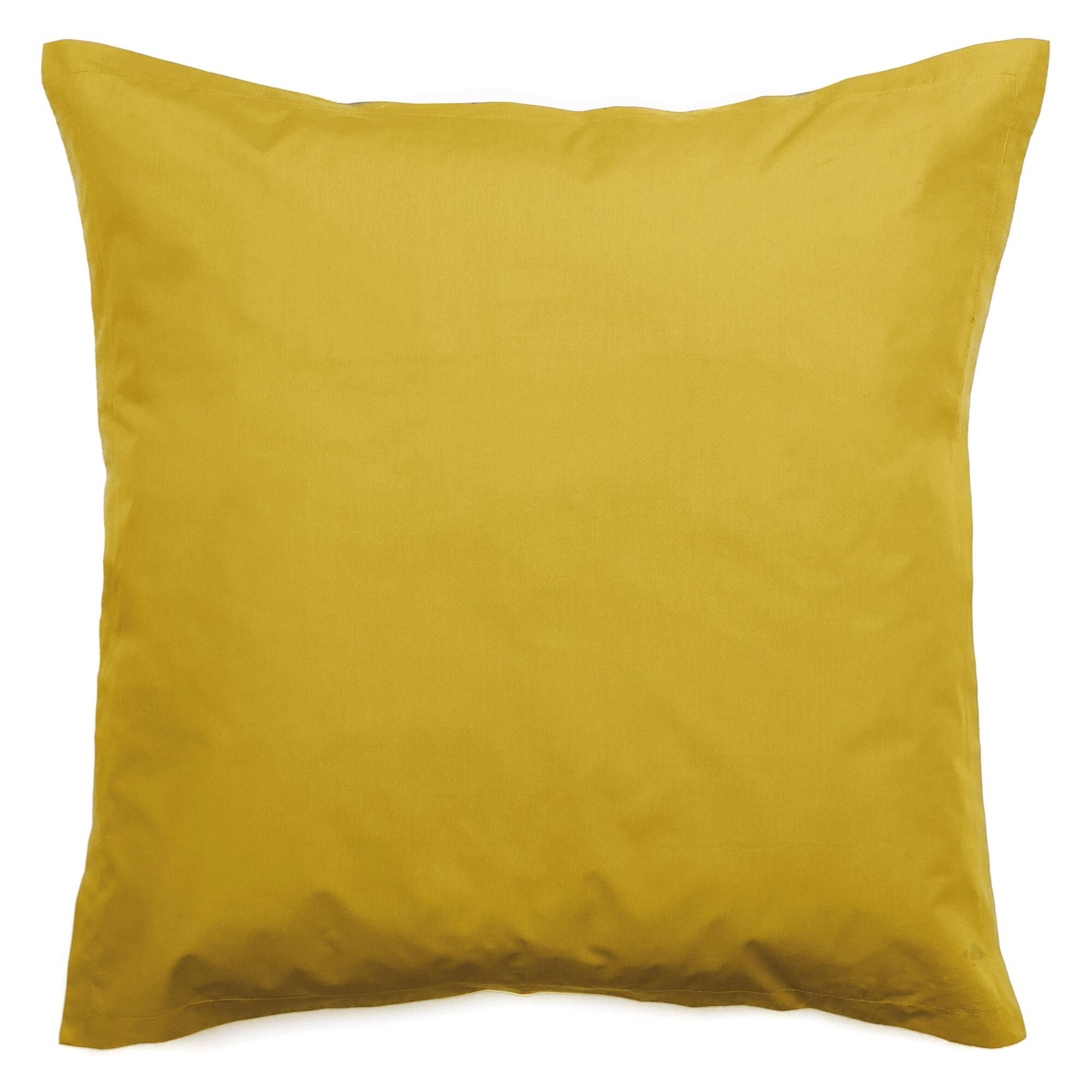 Taie D'oreiller Volants Plats 65x65 Cm Percale Manoir Jaune Moutarde