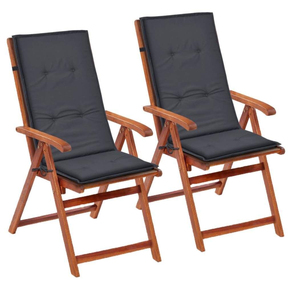 Lot De 2 Coussins De Chaise De Jardin En Tissu Anthracite 120x50x3 Cm Dec021542