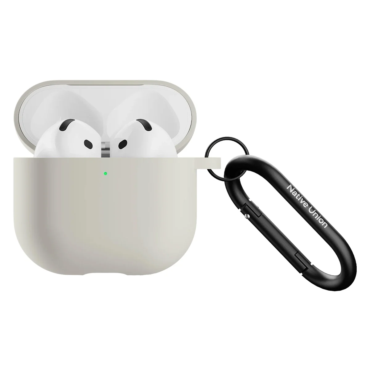 Coque En Silicone Pour Airpods 4 Avec Mousqueton En Métal Gris Native Union