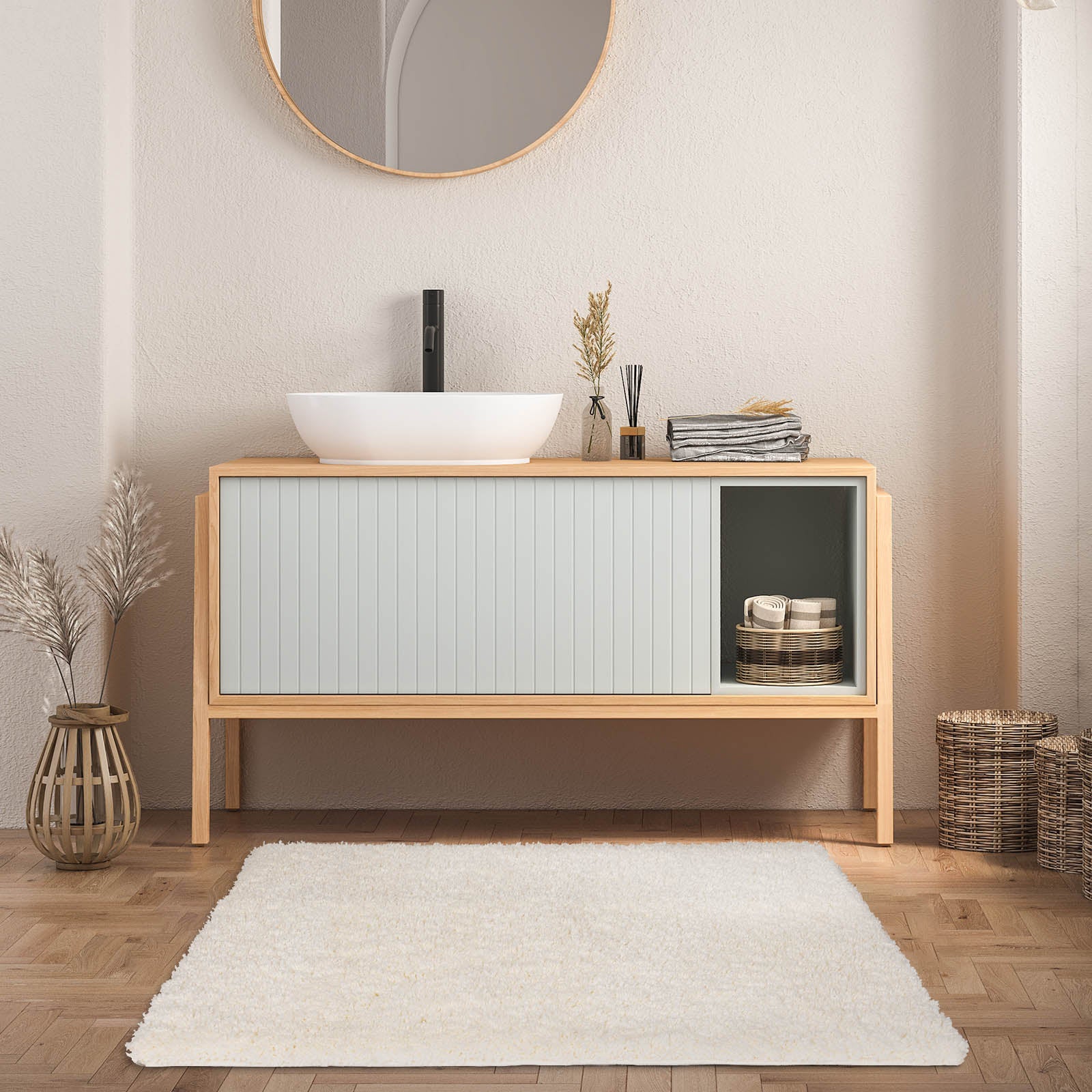 Tapis De Bain Sky Soft Ivoire Crème 70 X 120 Cm