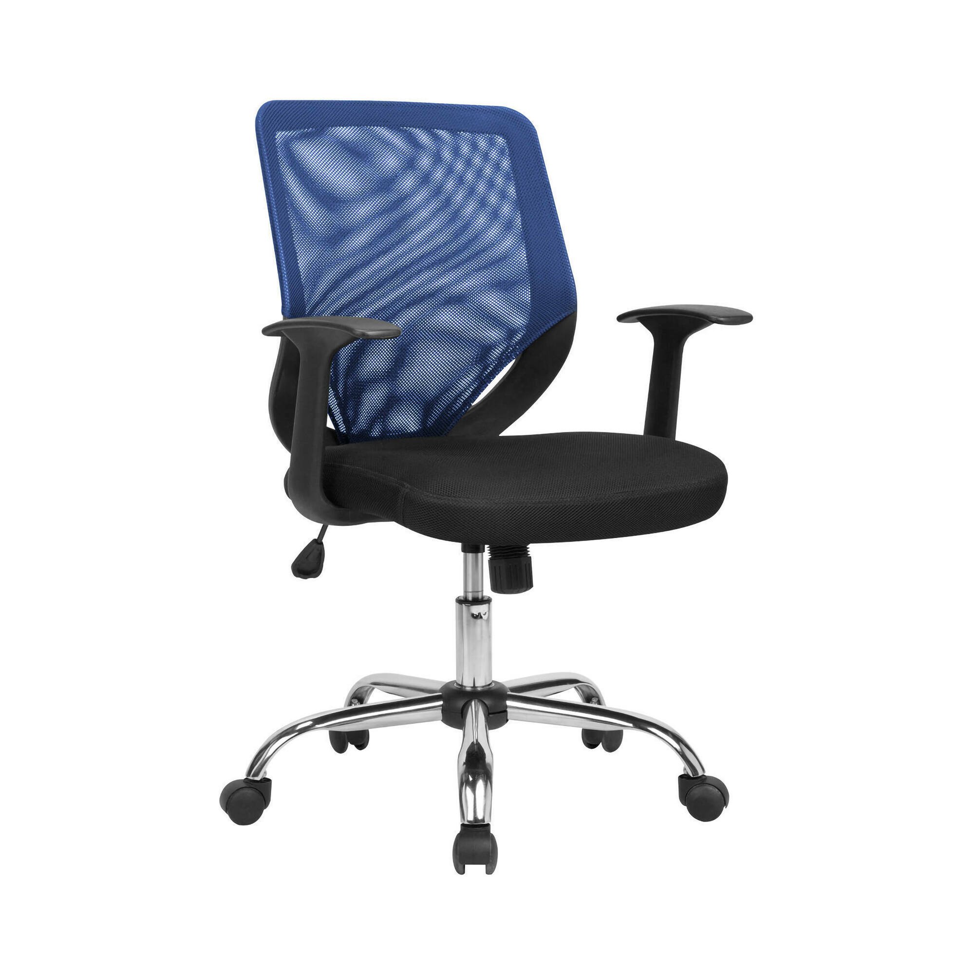 Chaise De Bureau,noir, Bleu,60x54h98 Cm