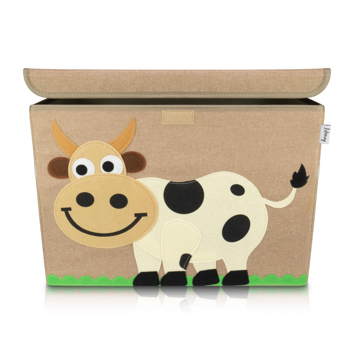 Boîte De Rangement En Tissu Pour Enfant Modèle "vache" Couvercle