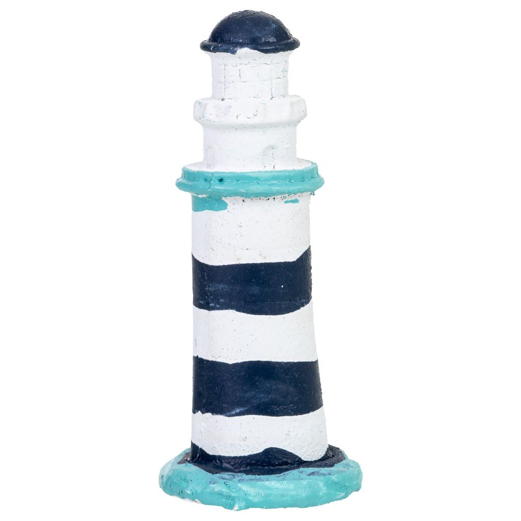 Phare Décoratif En Résine Bleue, 3 X 3 X 8 Cm
