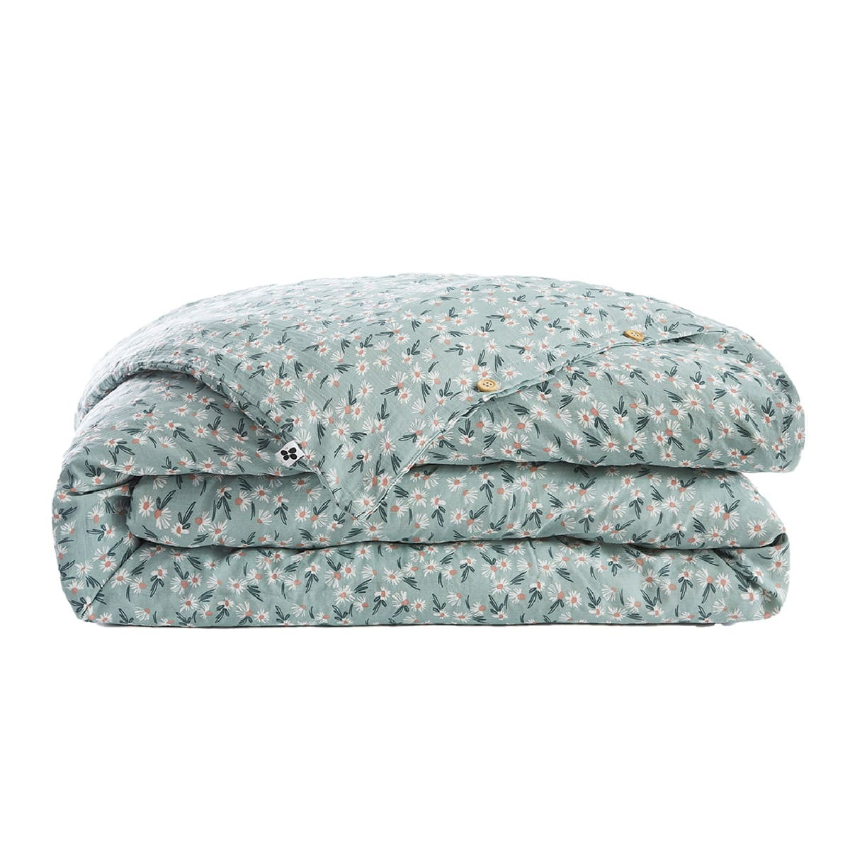 Allison - Housse De Couette 140x200cm Gaze De Coton Coloris Bleu Motifs Fleurs