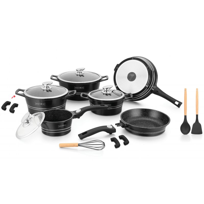 Batterie De Cuisine 17 Pièces Noir Royalty Line Rles2014m-blk