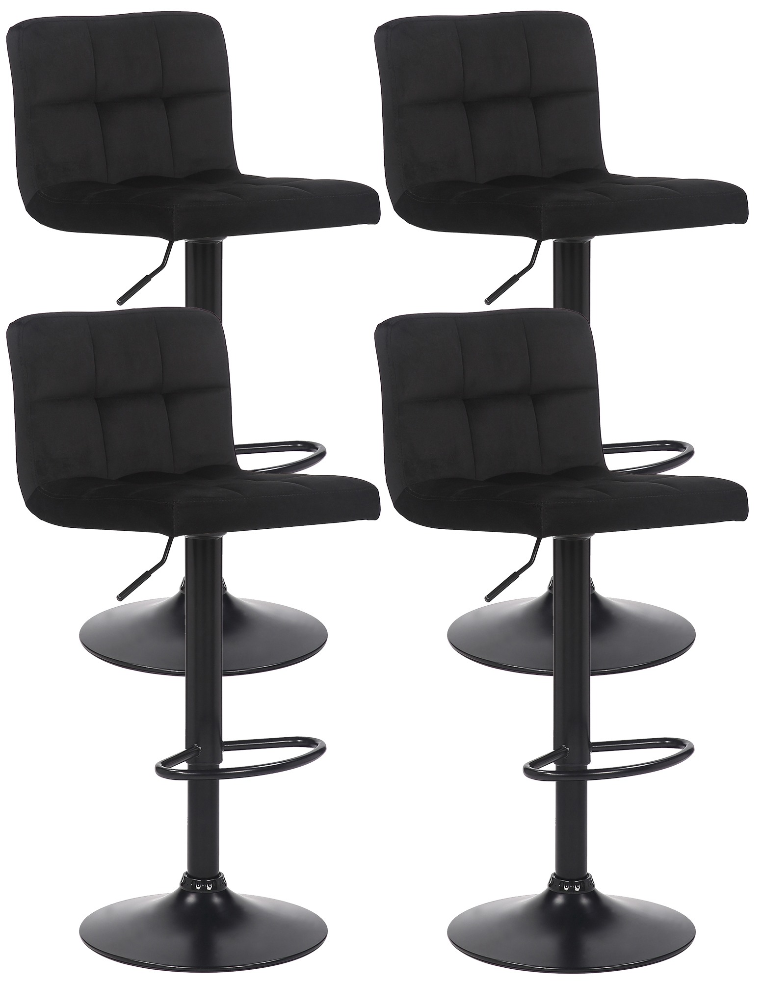Lot De 4 Tabourets De Bar Feni Velours Noir