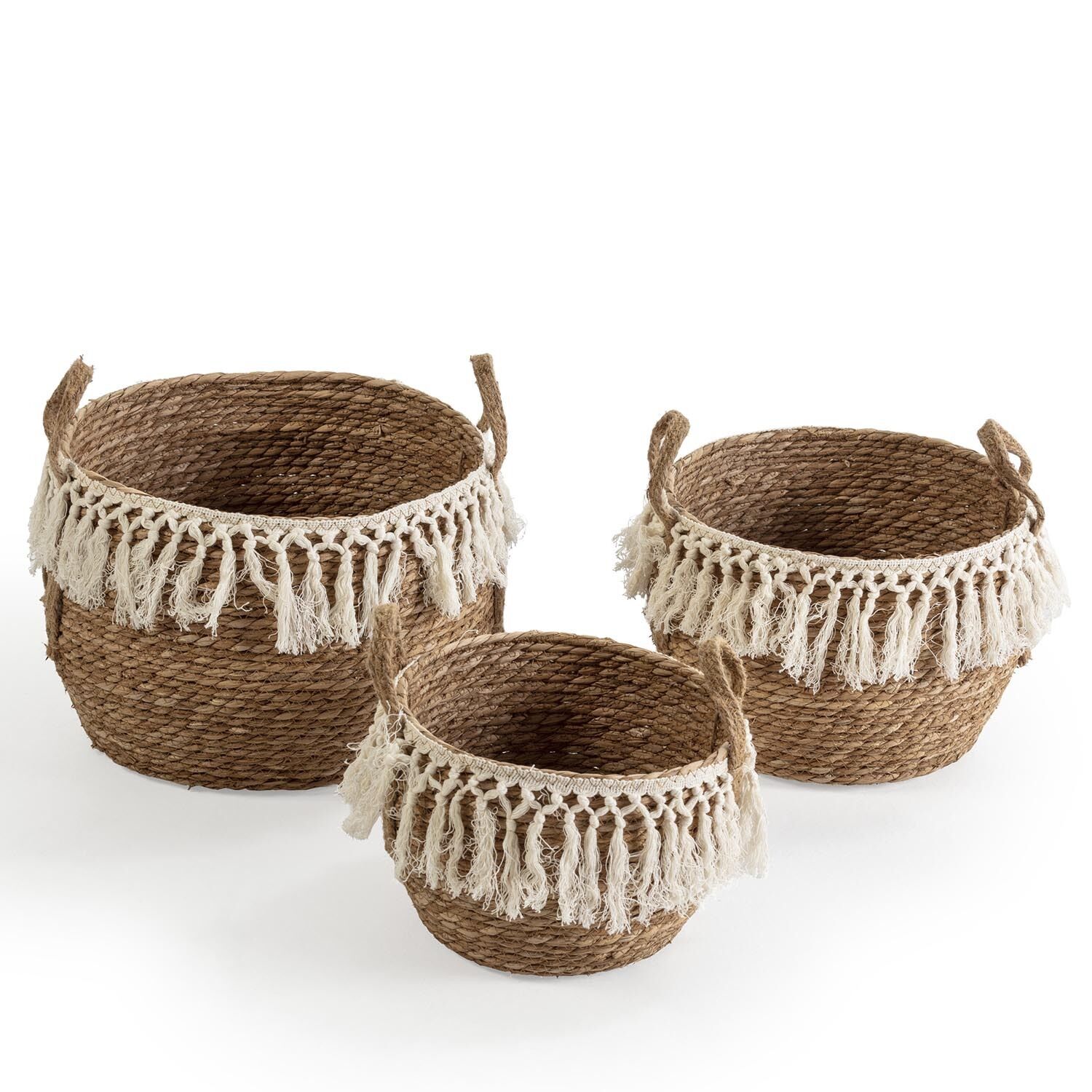 Set De 3 Paniers Jula Fibre Naturelle, Blanc/naturel