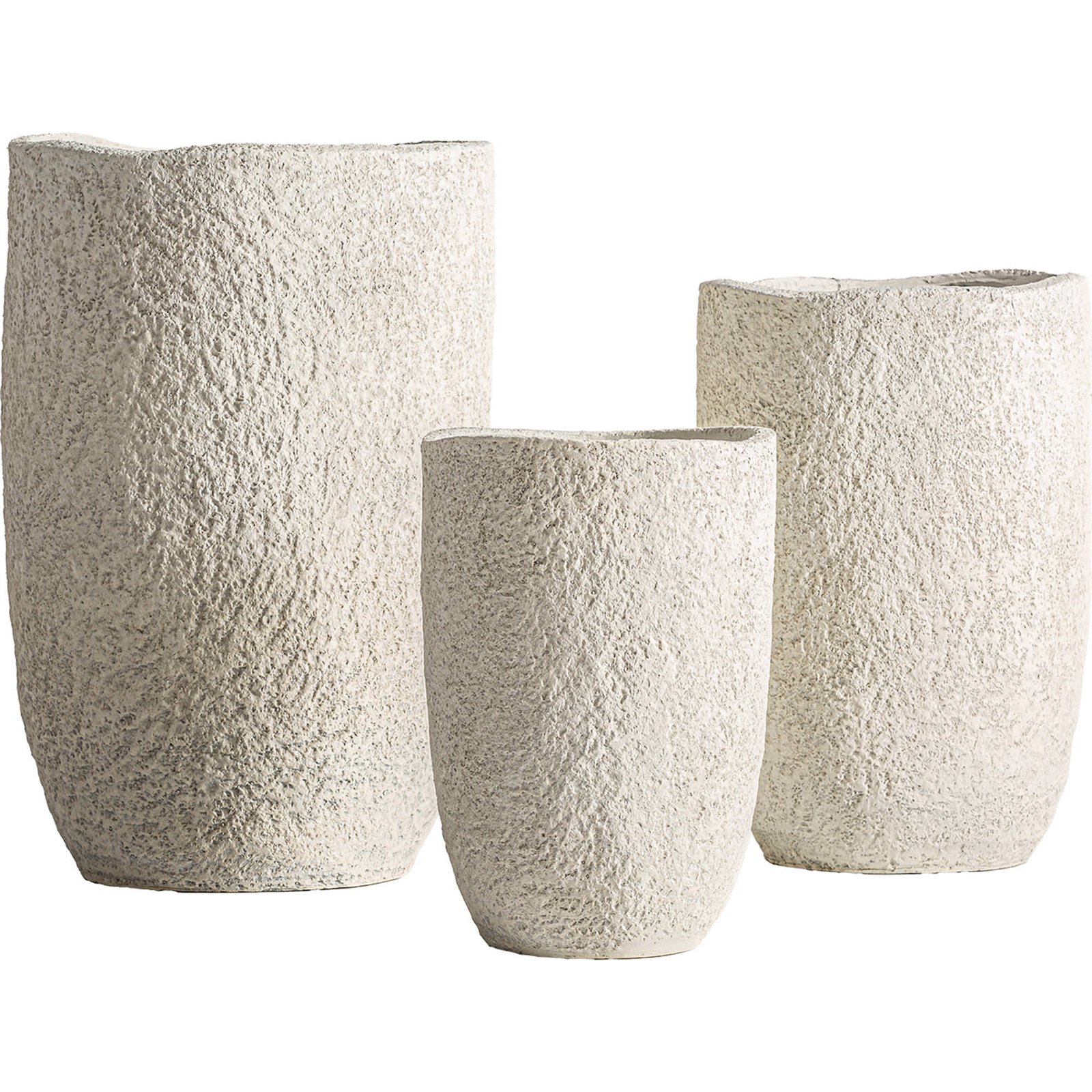 Lot De 3 Cache-pots Minimalistes En Céramique Finition Brute Blanc Cassé - Blanc Cassé Finition Brute