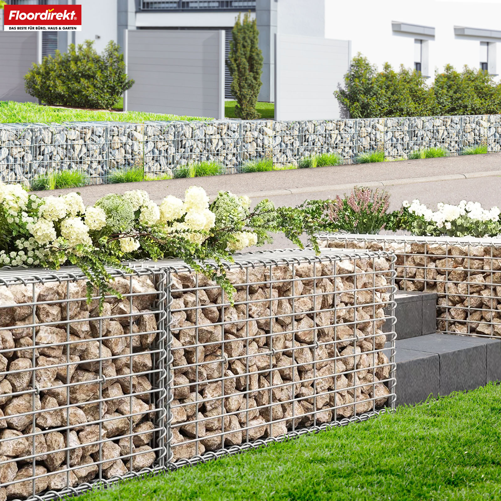 Gabion De Jardin Lenox En Acier Galvanisé - 5 Tailles Au Choix, Modèle 100 X 50 X 30 Cm
