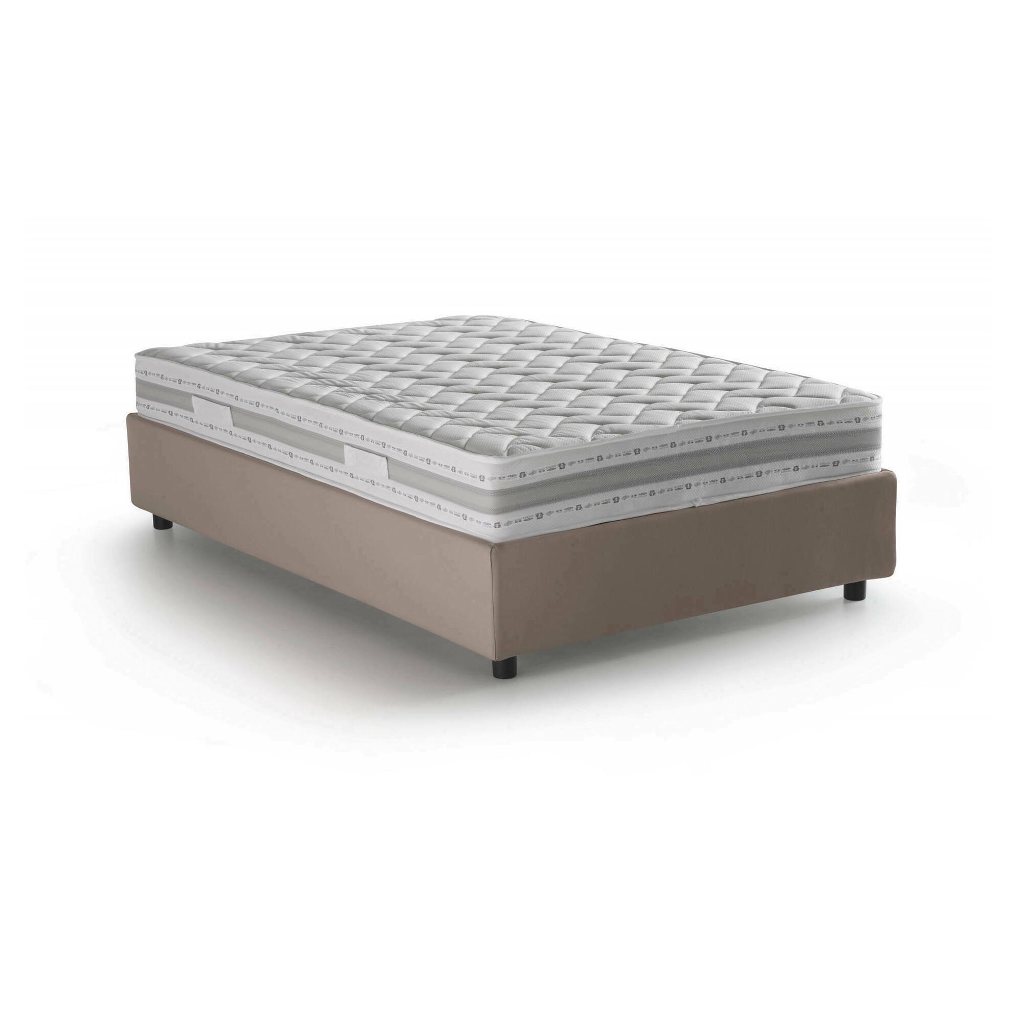 Lit Demi-carré En Tissu Tourterelle 120x190 Cm