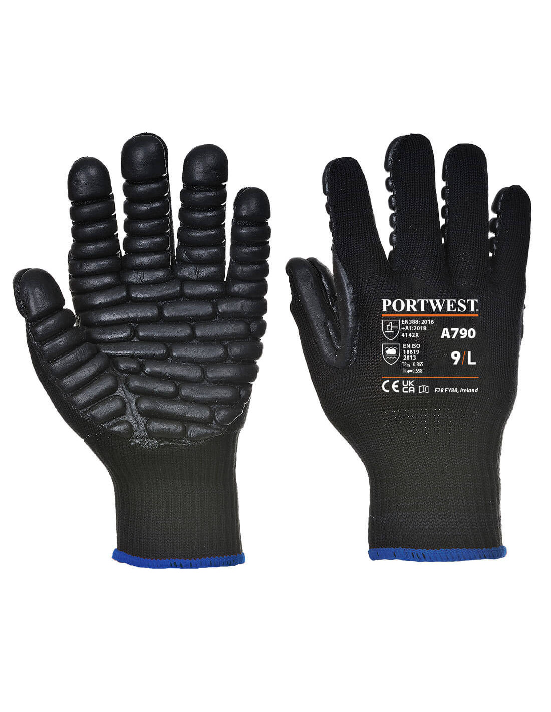Gant Anti Vibration Couleur: Noir Taille M - Portwest