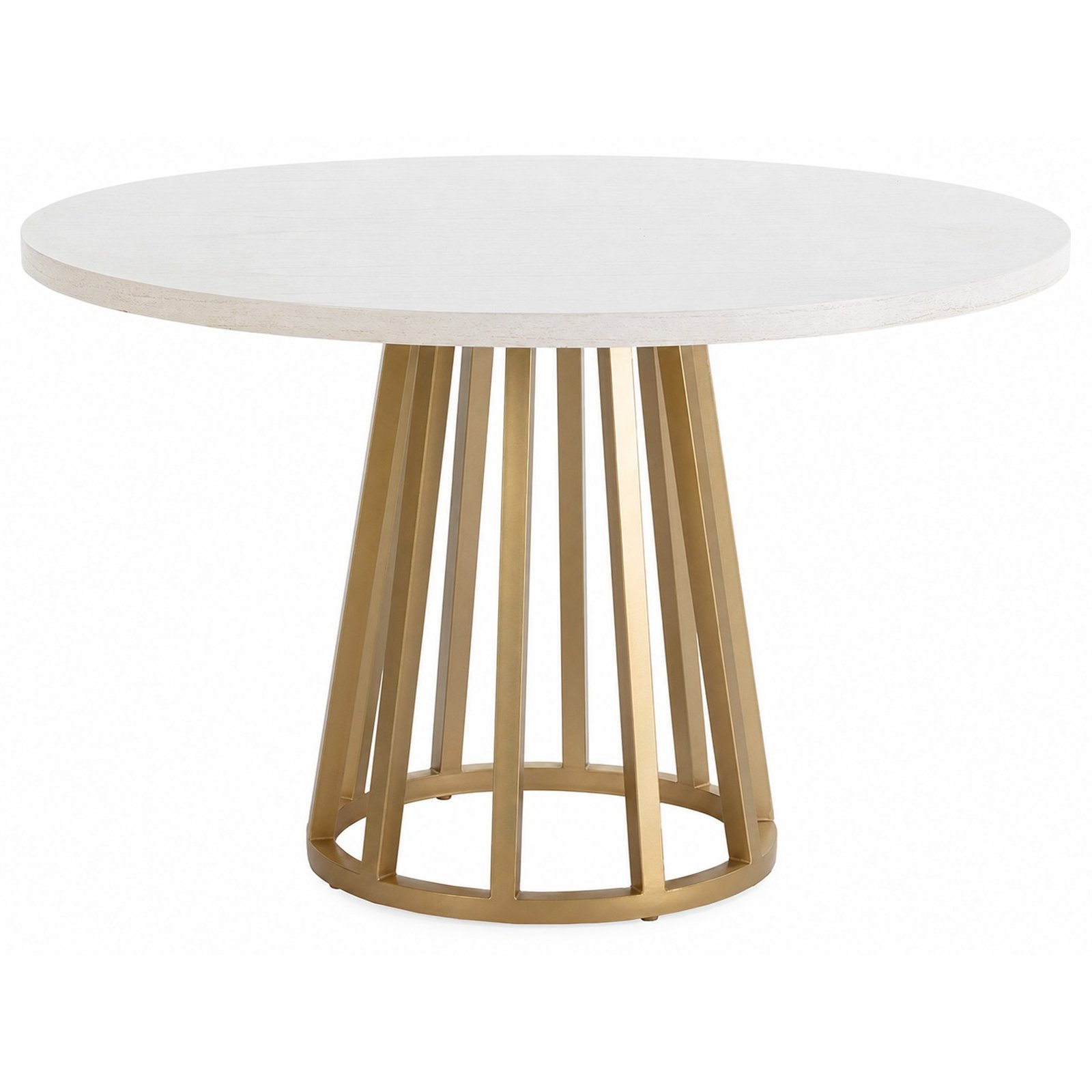 Table À Manger Ronde En Bois Et Métal - Blanc Et Doré