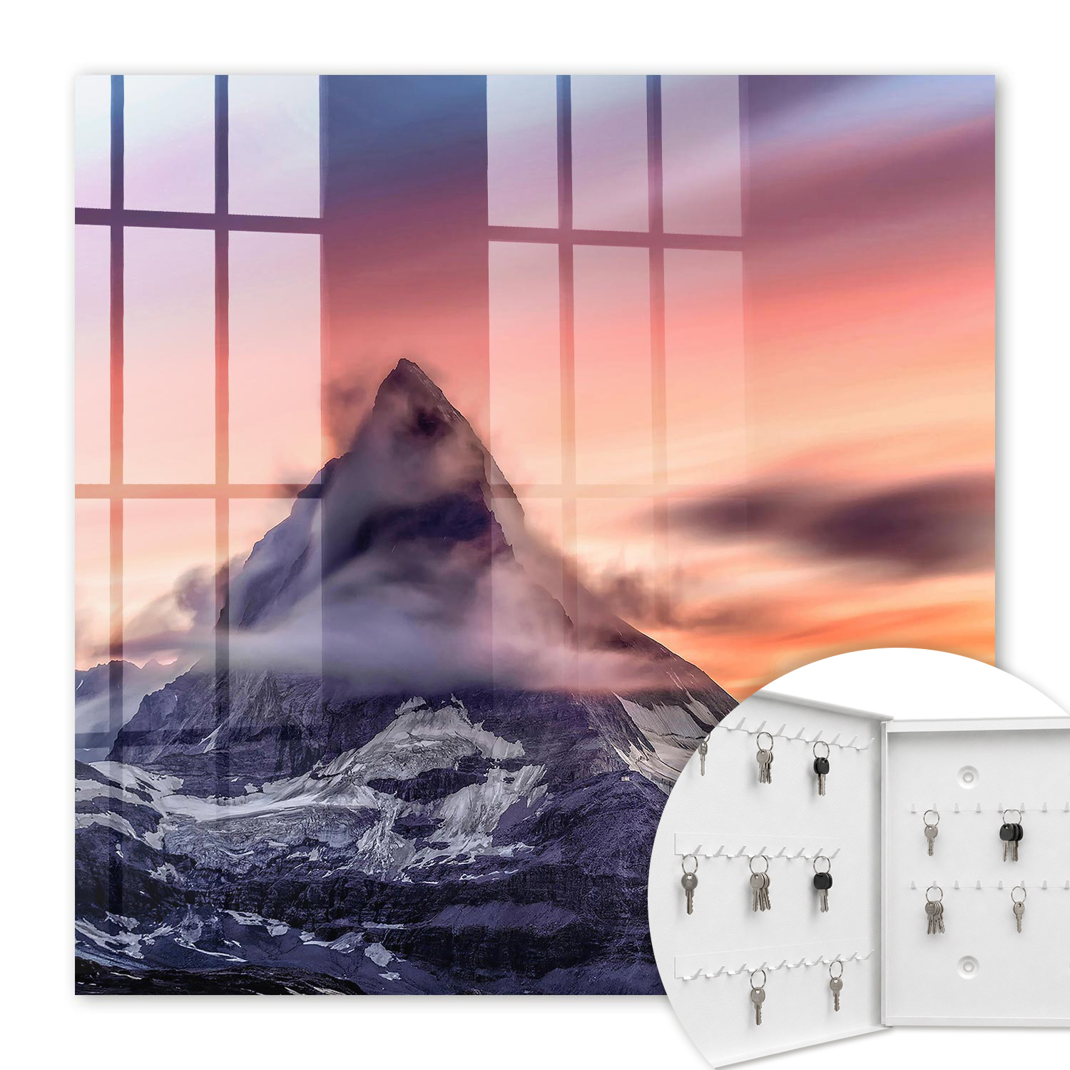 Armoire À Clés - (30 Cm X 30 Cm) - Boîte À Clés Murale - Coffret De Rangement Pour Clés - Couleur Blanche - Ouverture Vers La Gauche - Pour Maison Et Bureau - Magie Des Montagnes