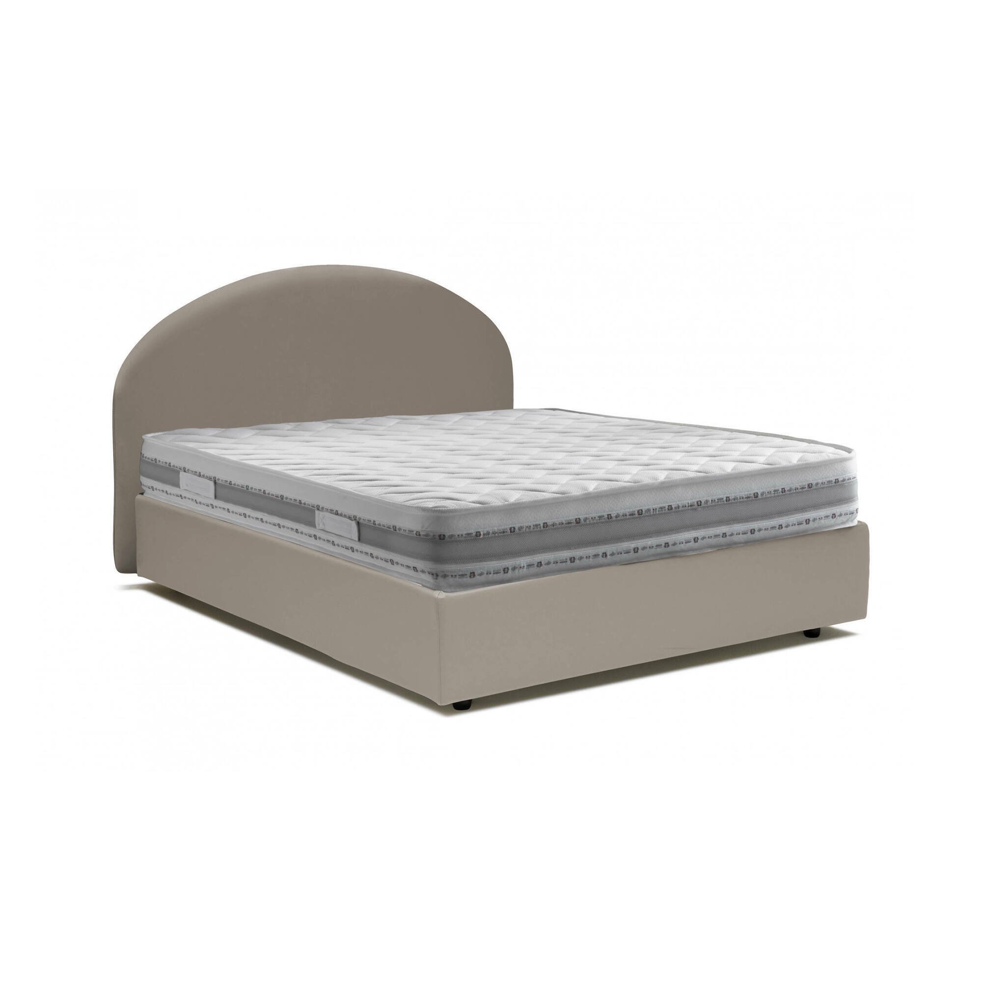 Lit Double Dbombag, Avec Matelas 160x190 Cm Inclus, Taupe