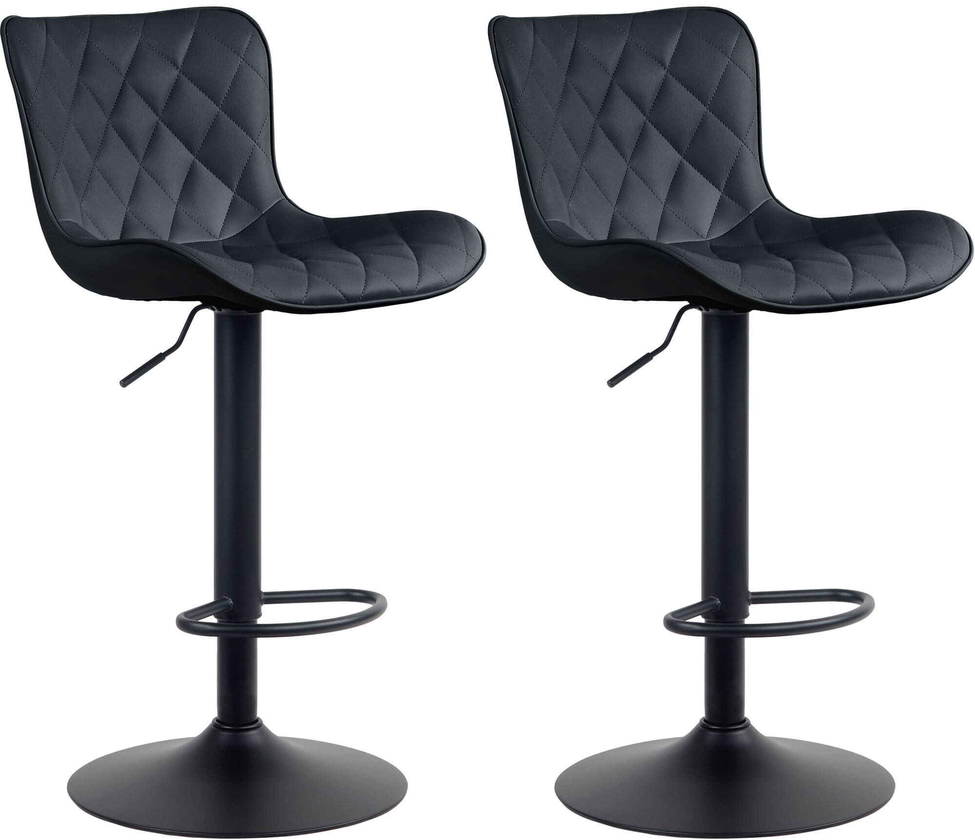 Lot De 2 Tabourets De Bar En Synthétique Noir Pieds En Métal Noir Hauteur Tdb10729