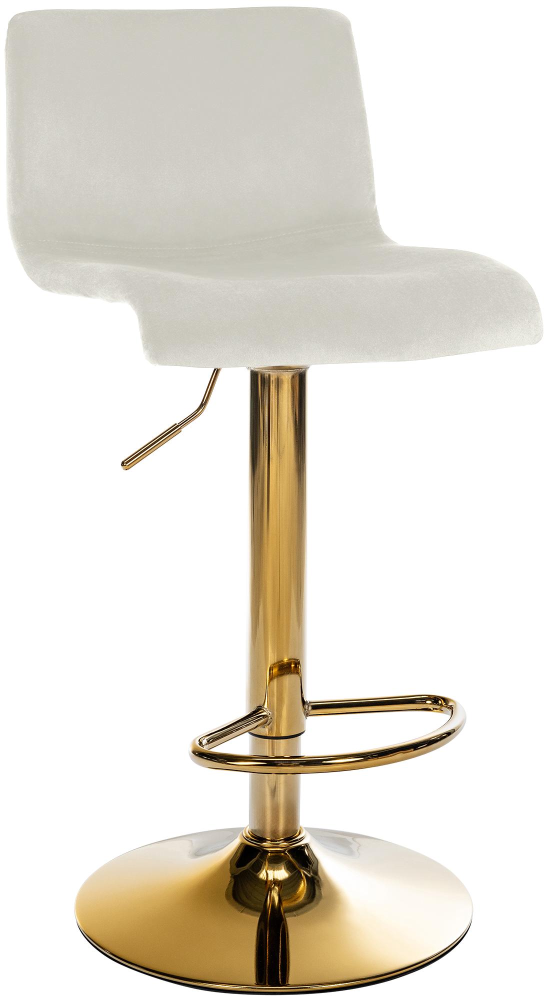 Tabouret De Bar X1 Réglable En Hauteur En Velours Crème Avec Dossier Style Moderne 10_0006270