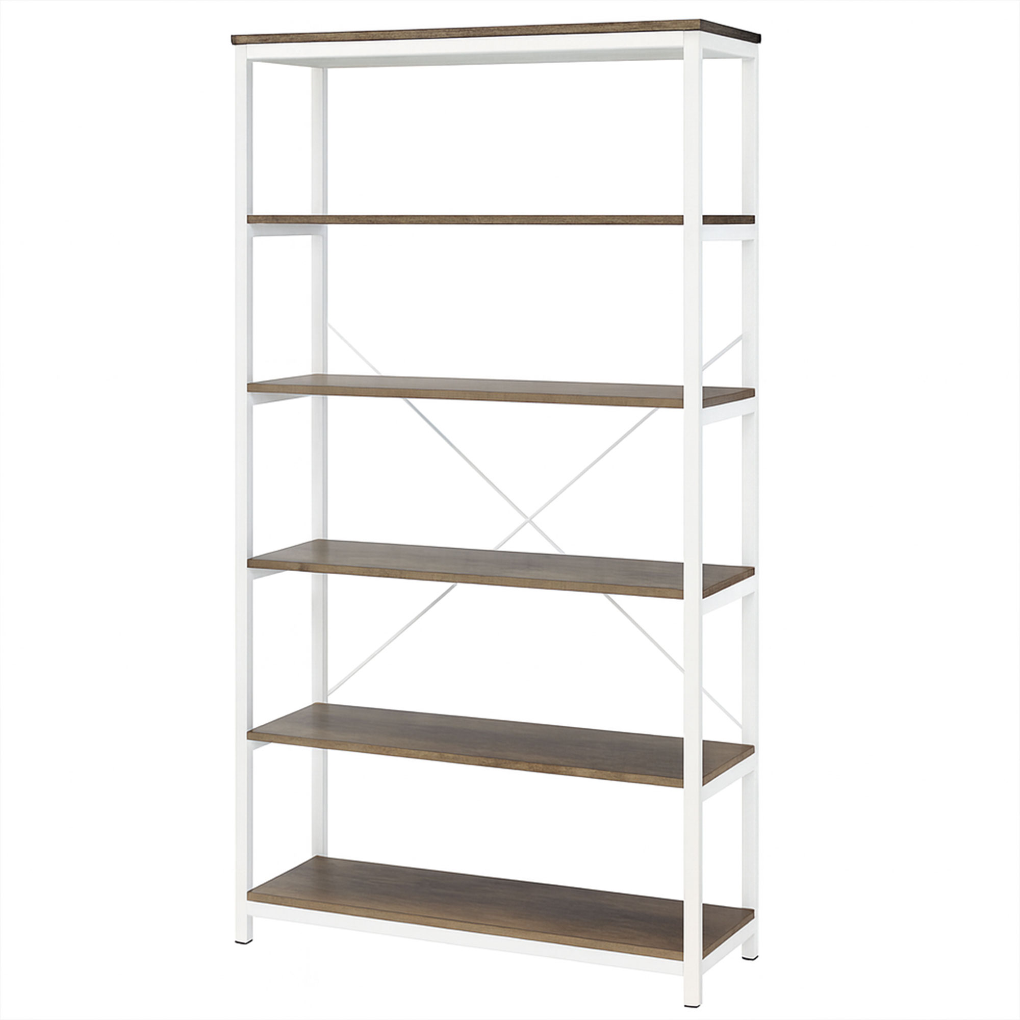 Ganbaru - Bibliothèque Étagères 6 Niveaux 80x30xh180 Cm Style Industriel Oak