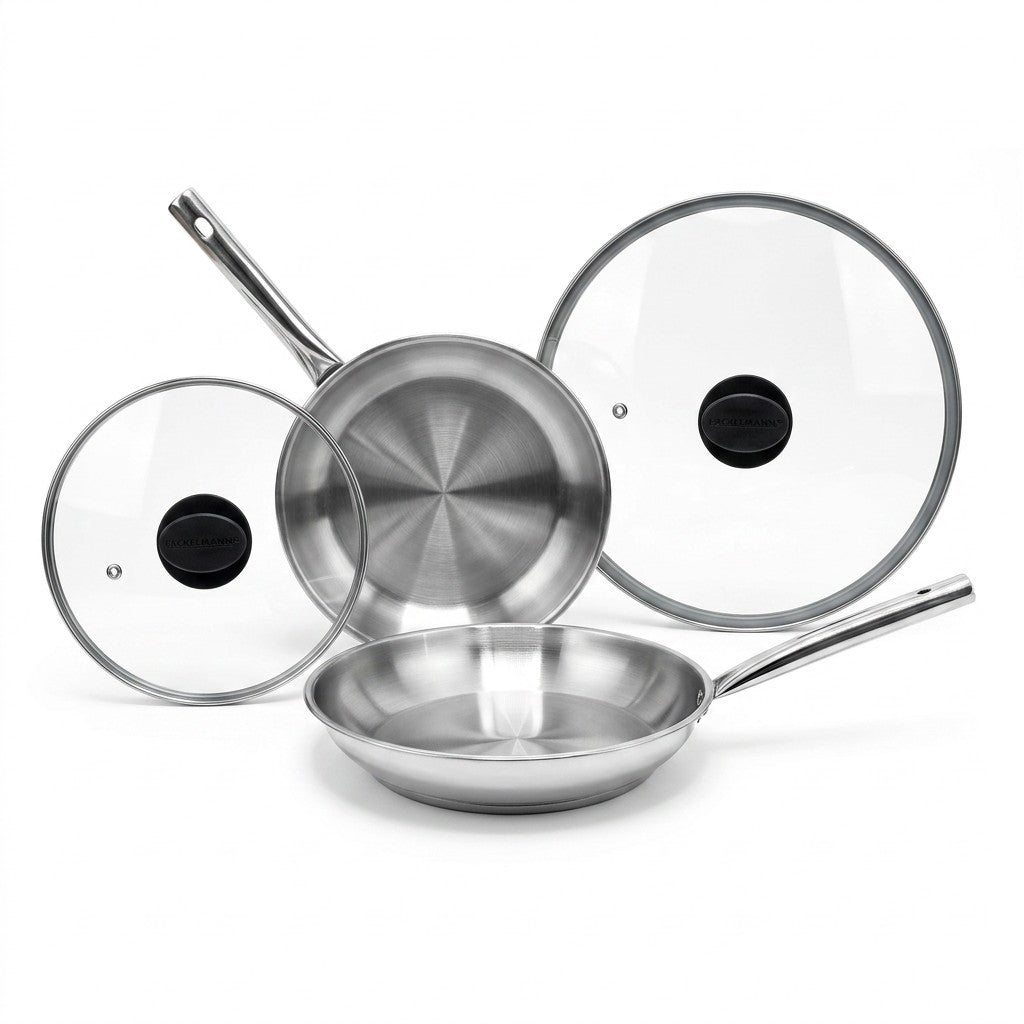 Lot De 2 Poêles À Frire En Inox 20 Et 28 Cm Avec Couvercles Fackelmann Rhona