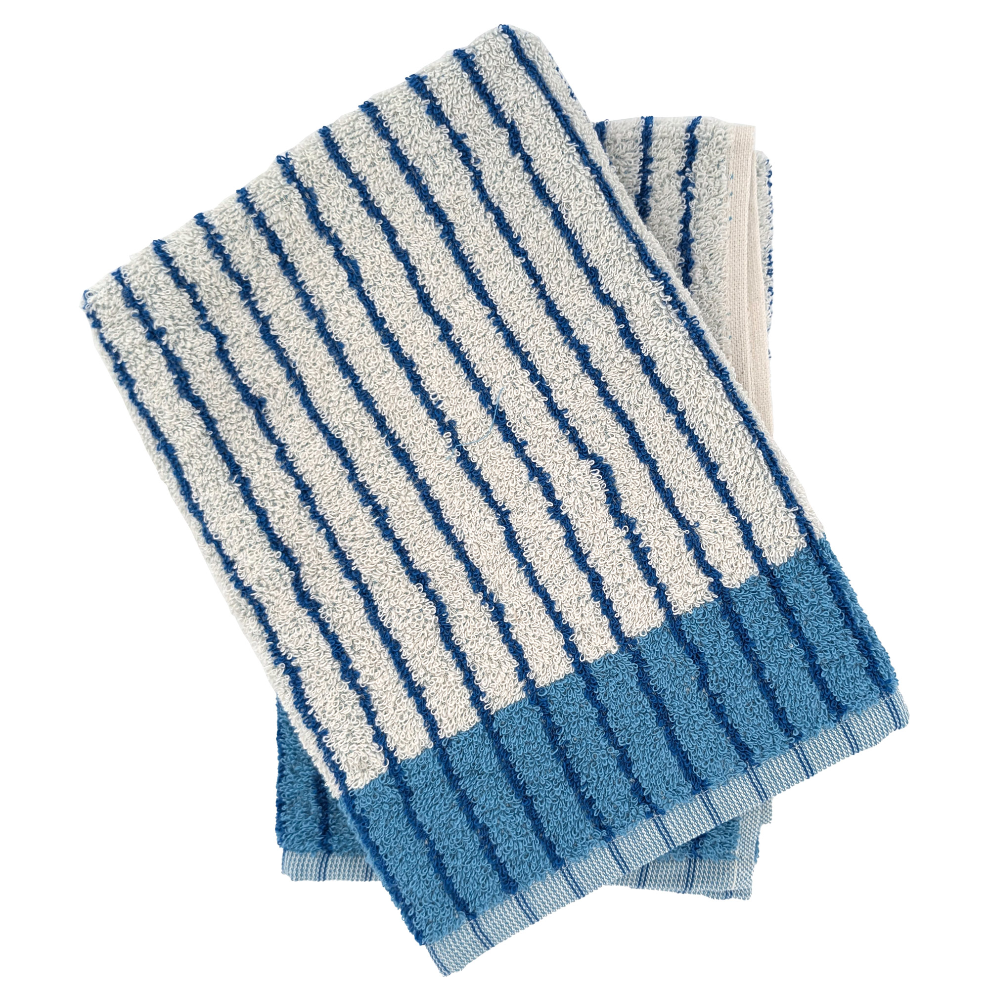 Lot De 2 Torchons De Cuisine Éponge Terra 50x50 Cm À Rayures Bleu