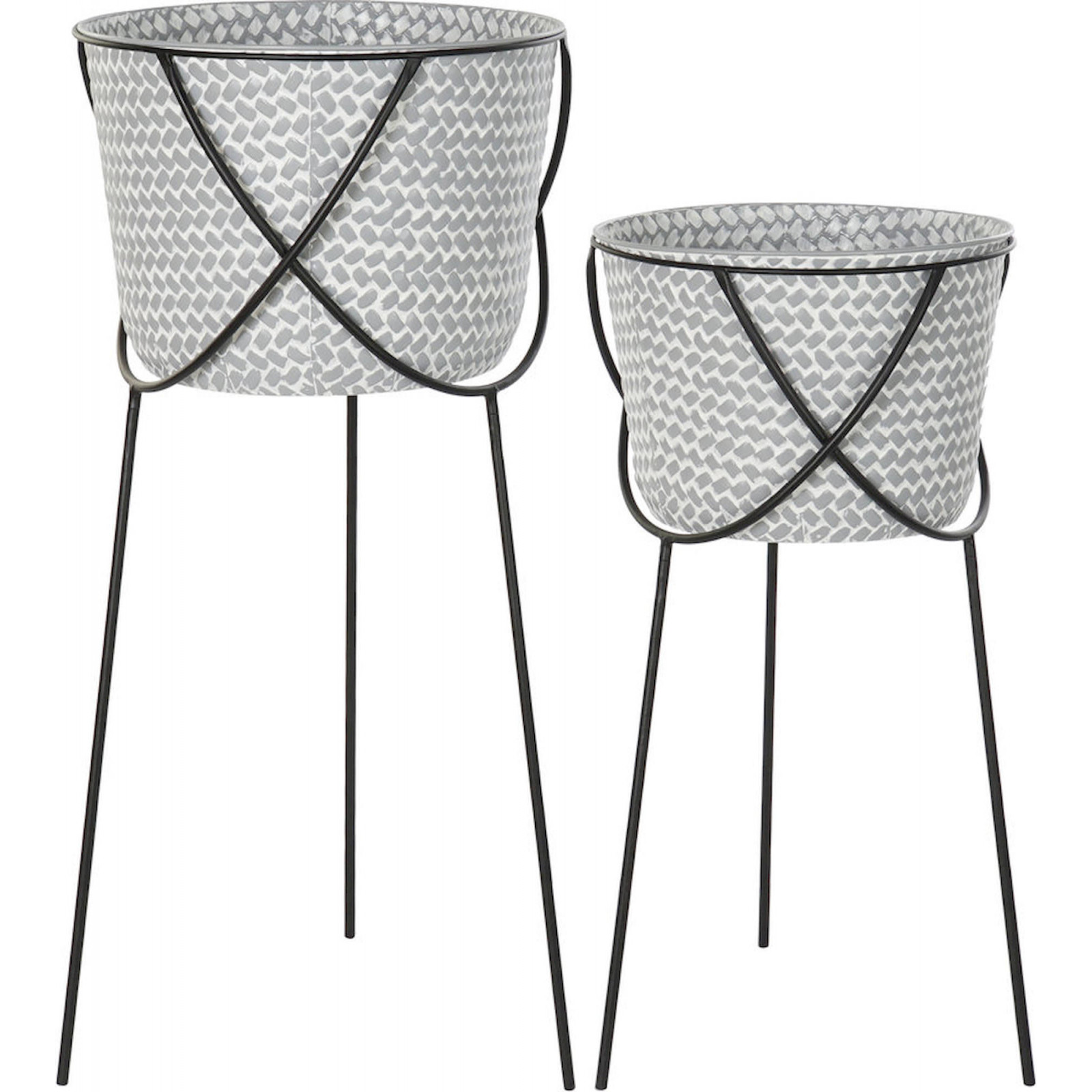 Cache-pot Élégance Métal Gris Pour Intérieur Distingué - Gris Anthracite Et Noir