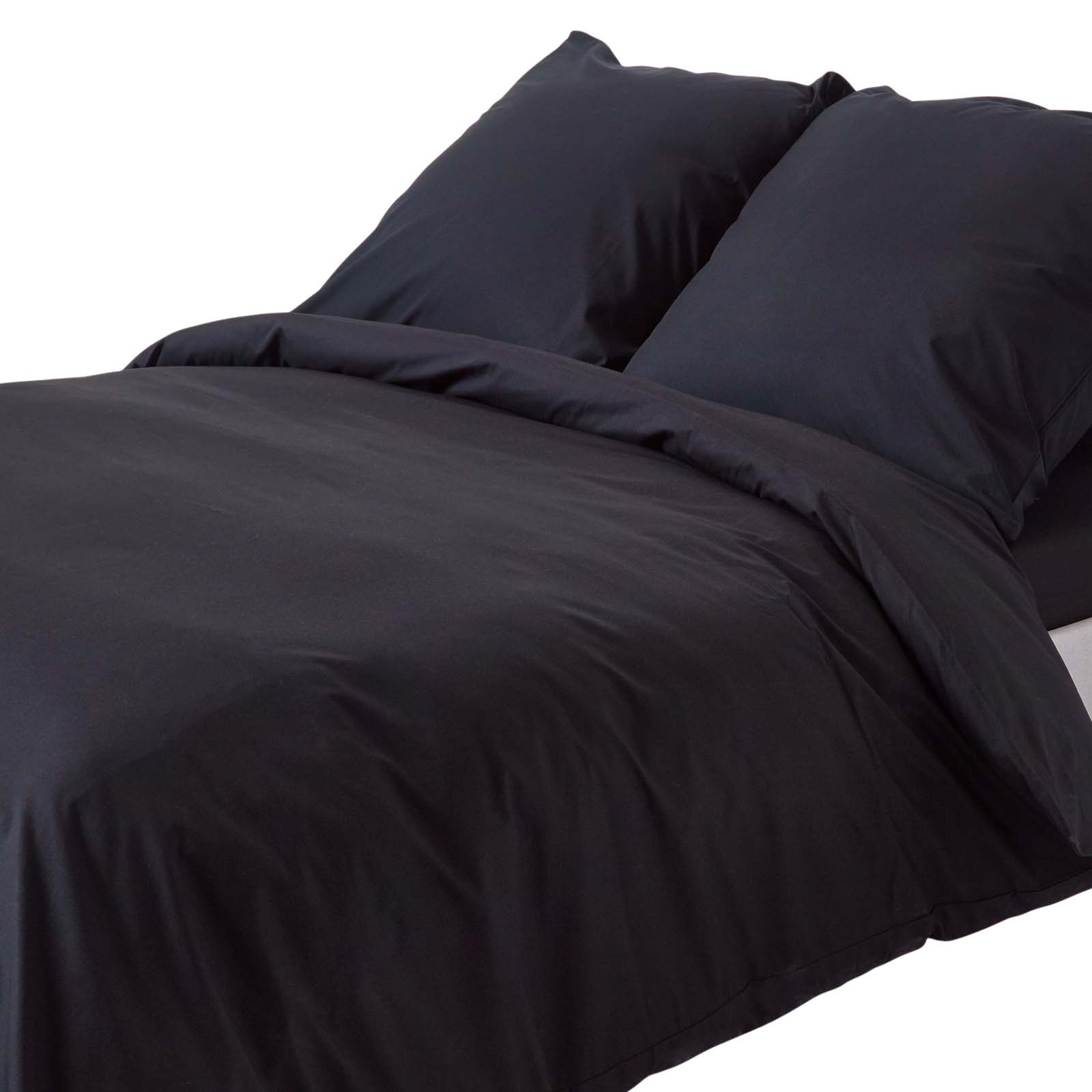 Parure De Lit 155x220cm - Coton Égyptien 200tc - Noir - Homescapes