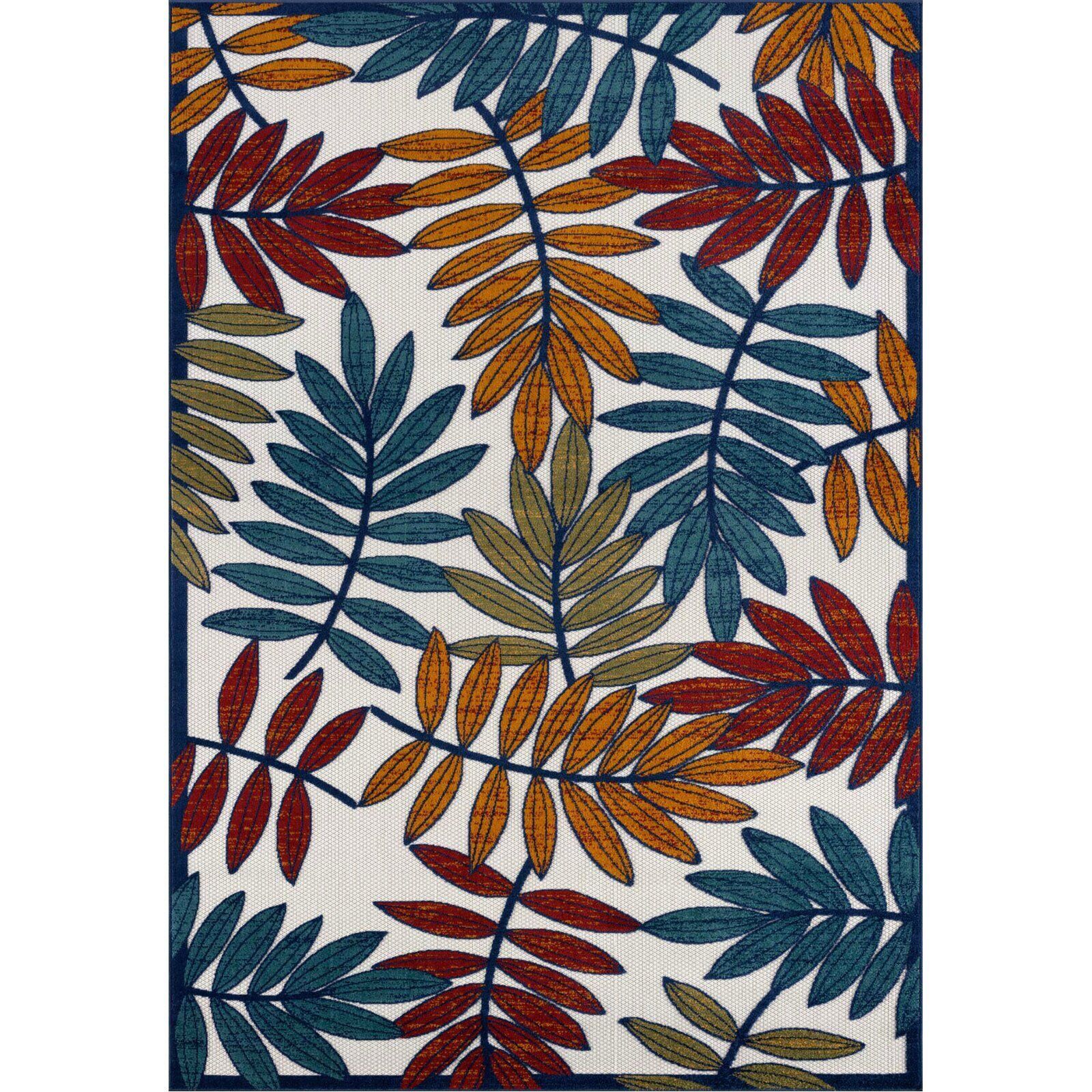 Tapis Tissé Extérieur Intérieur Cabana Feuille - 70 X 140 Cm