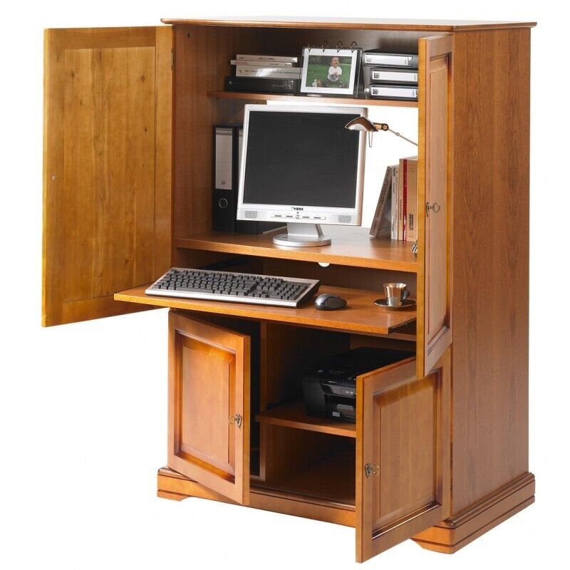 Armoire Informatique Beaux Meubles Pas Chers 4 Portes 97 X 54 X 141 Cm Marron Panneaux De Particules
