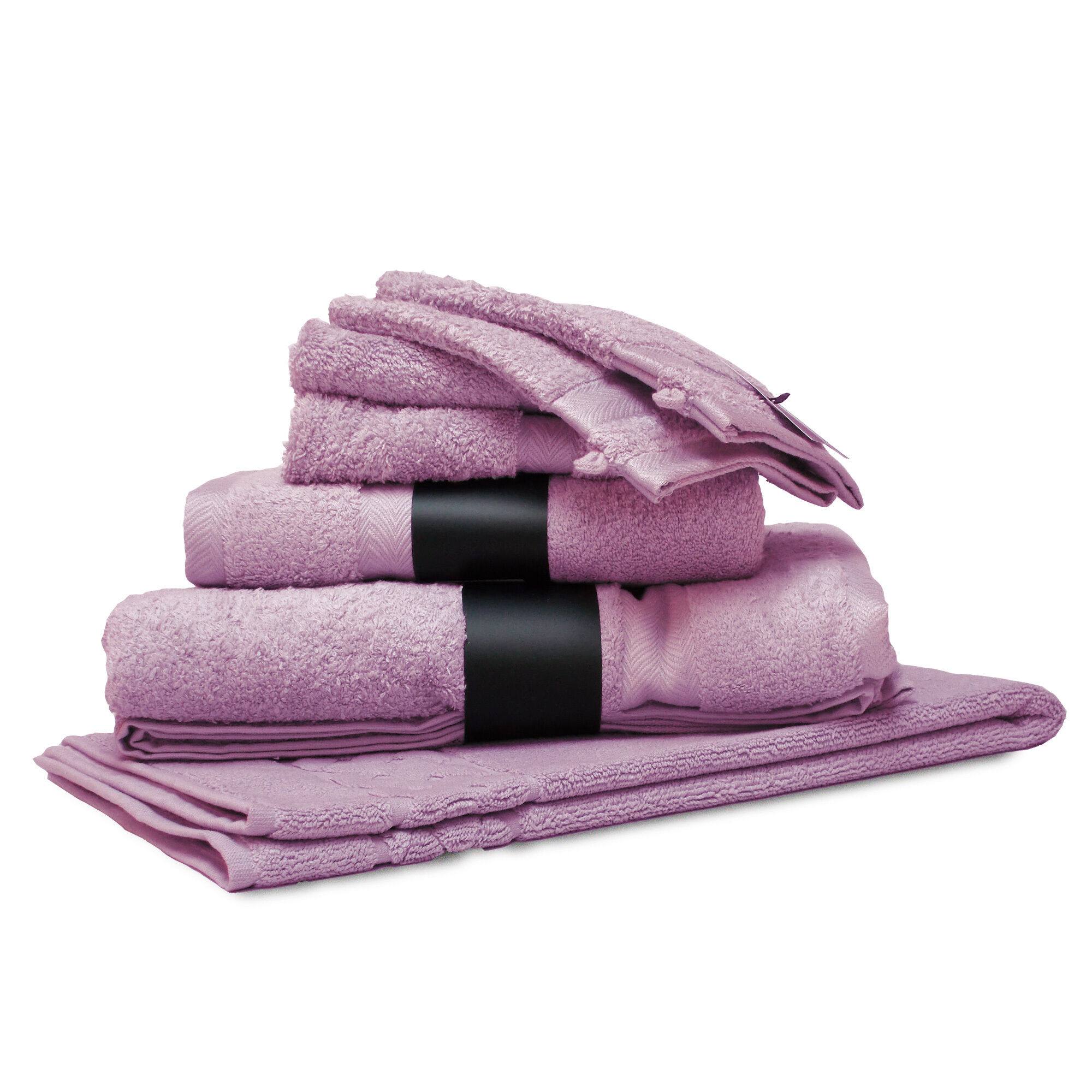 Parure De Bain 7 Pièces Royal Cresent Rose Lavande 650g/m2