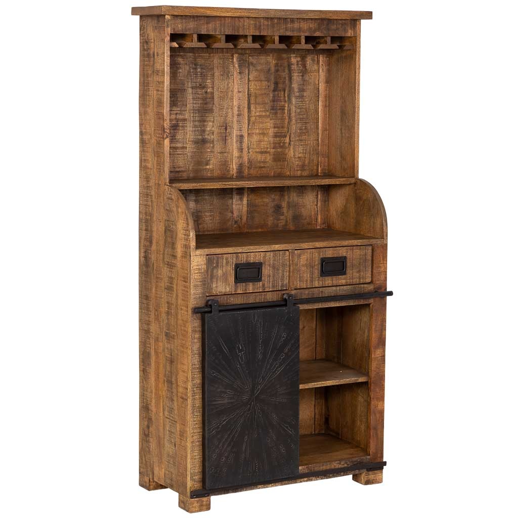 Meuble À Bouteilles En Bois Marron 80x39x170h Cm