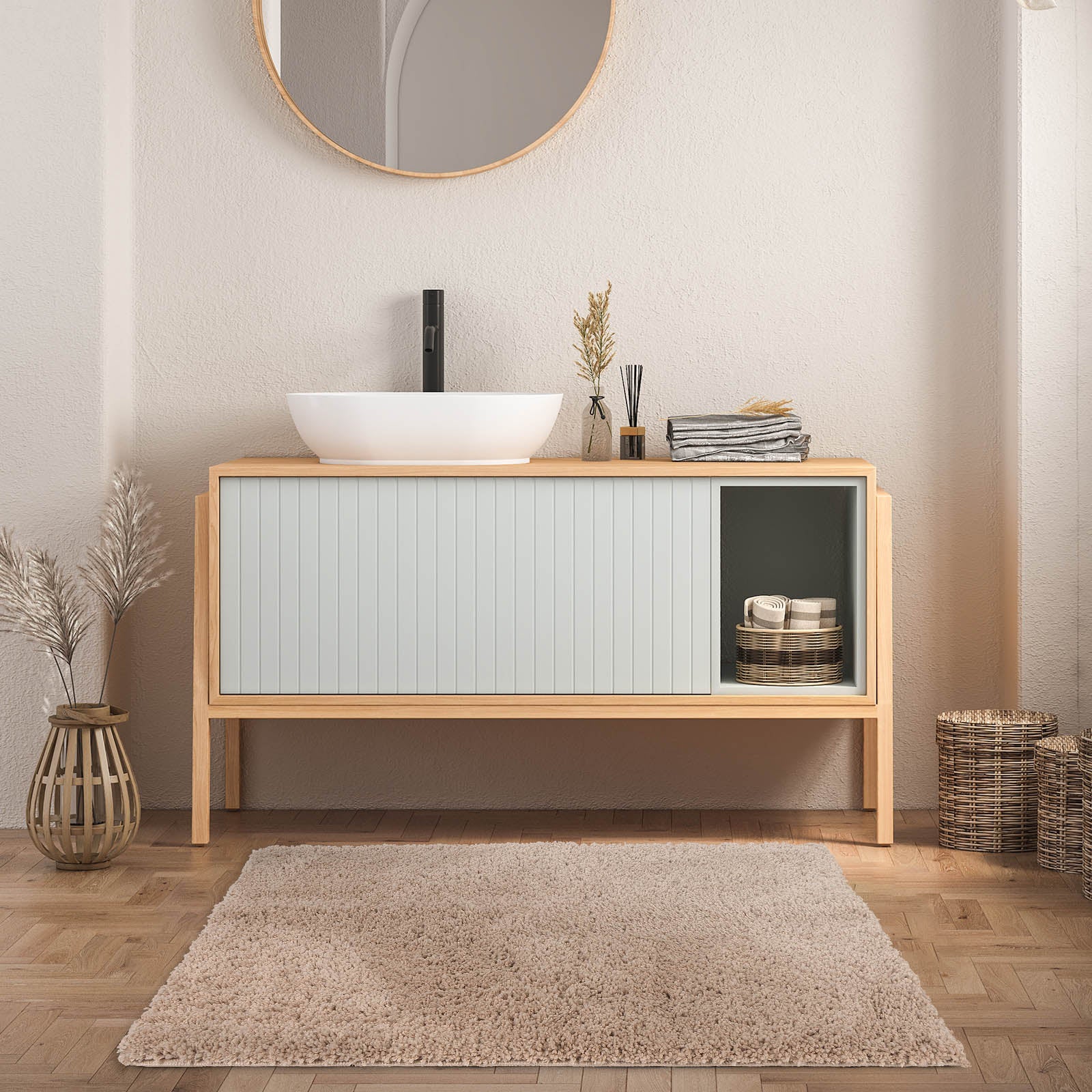Tapis De Bain Sky Soft Sable Beige 70 X 120 Cm