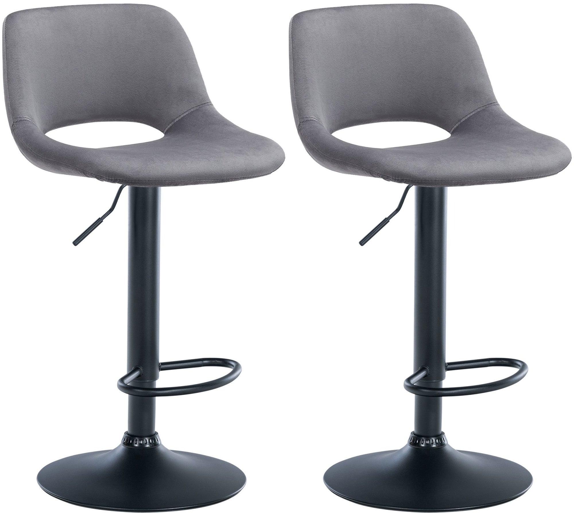 Tabourets De Bar Chaises Haute X2 Avec Repose-pieds En Velours Gris Foncé Piètement Métallique 10_0004084