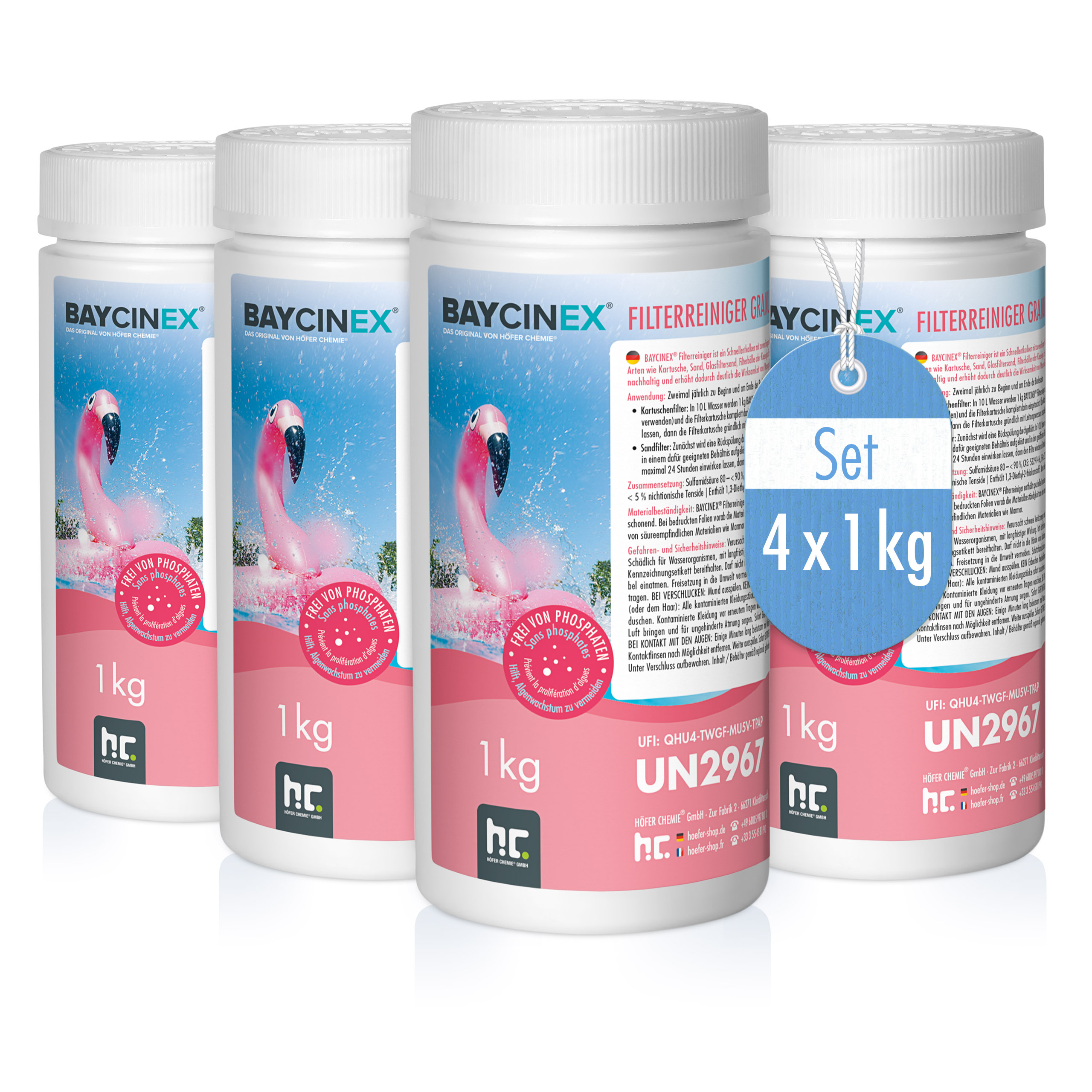 Nettoyant Pour Filtre Baycinex® En Granulés En Sceaux De 1 Kg X 4