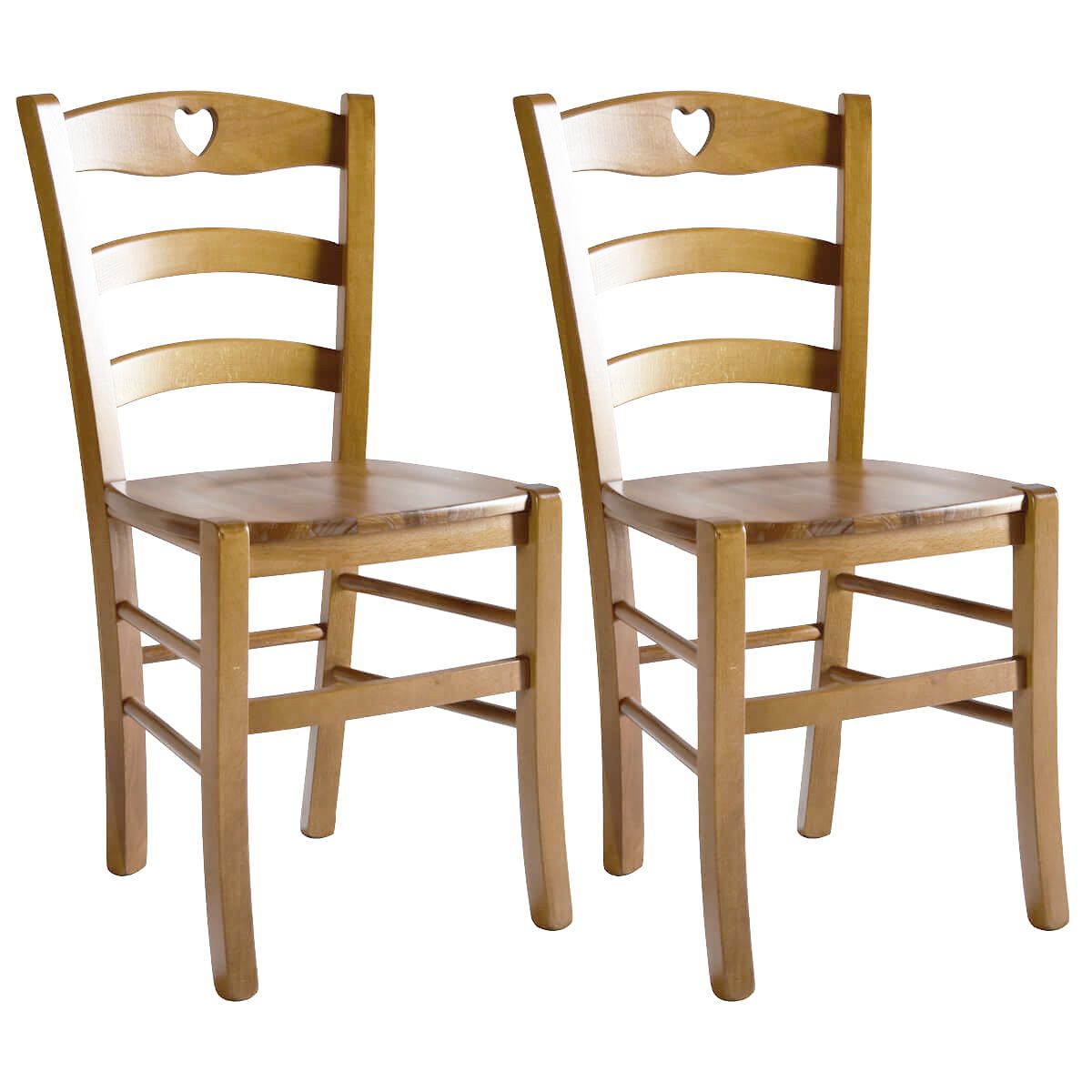 Naples - Lot De 2 Chaises Teinté Chêne Et Assises En Bois