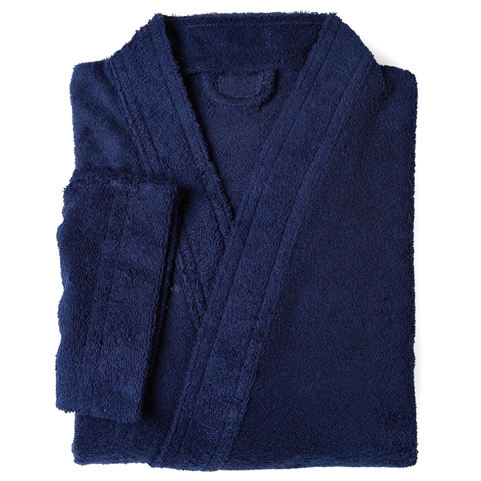 Peignoir Kimono Adulte Pure Coton Xl Bleu Marine