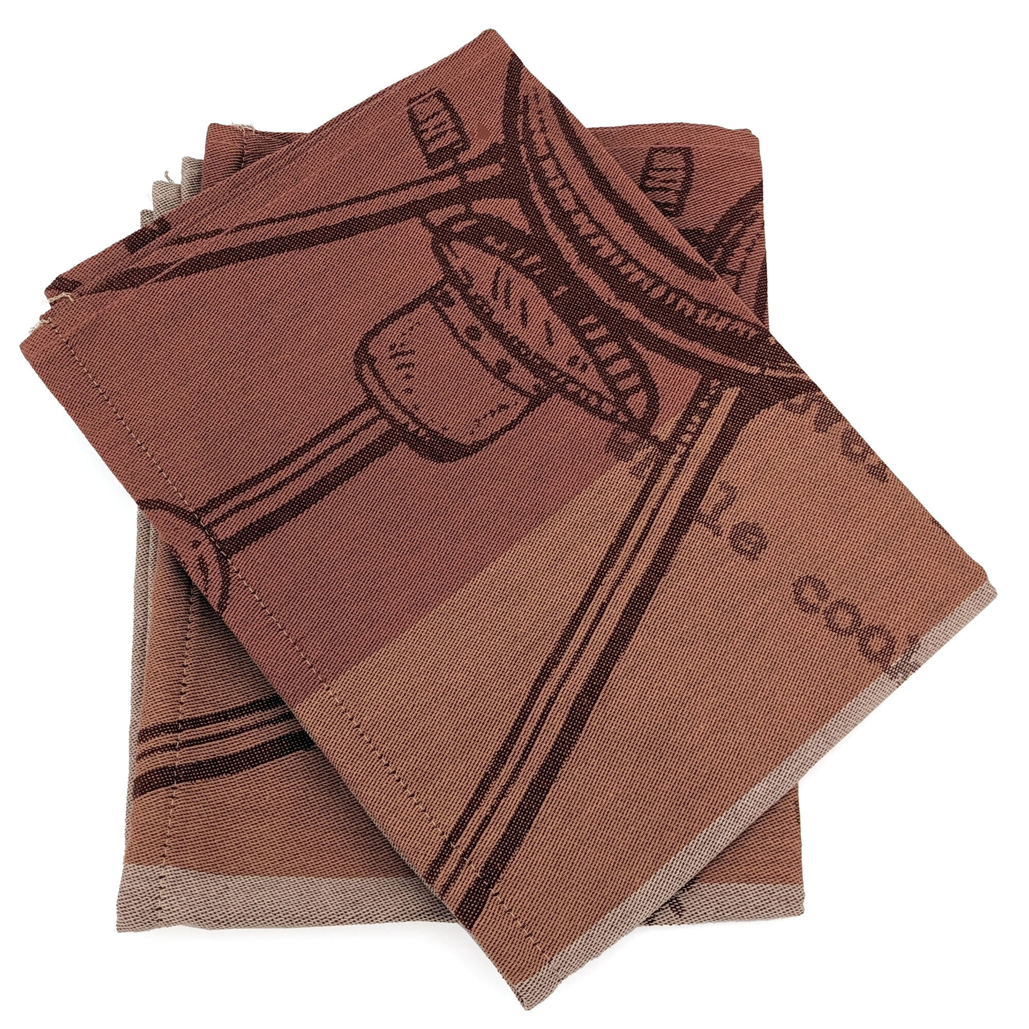 Lot De 2 Torchons De Cuisine Pur Coton 50x70 Cm Collection Bbq Beige