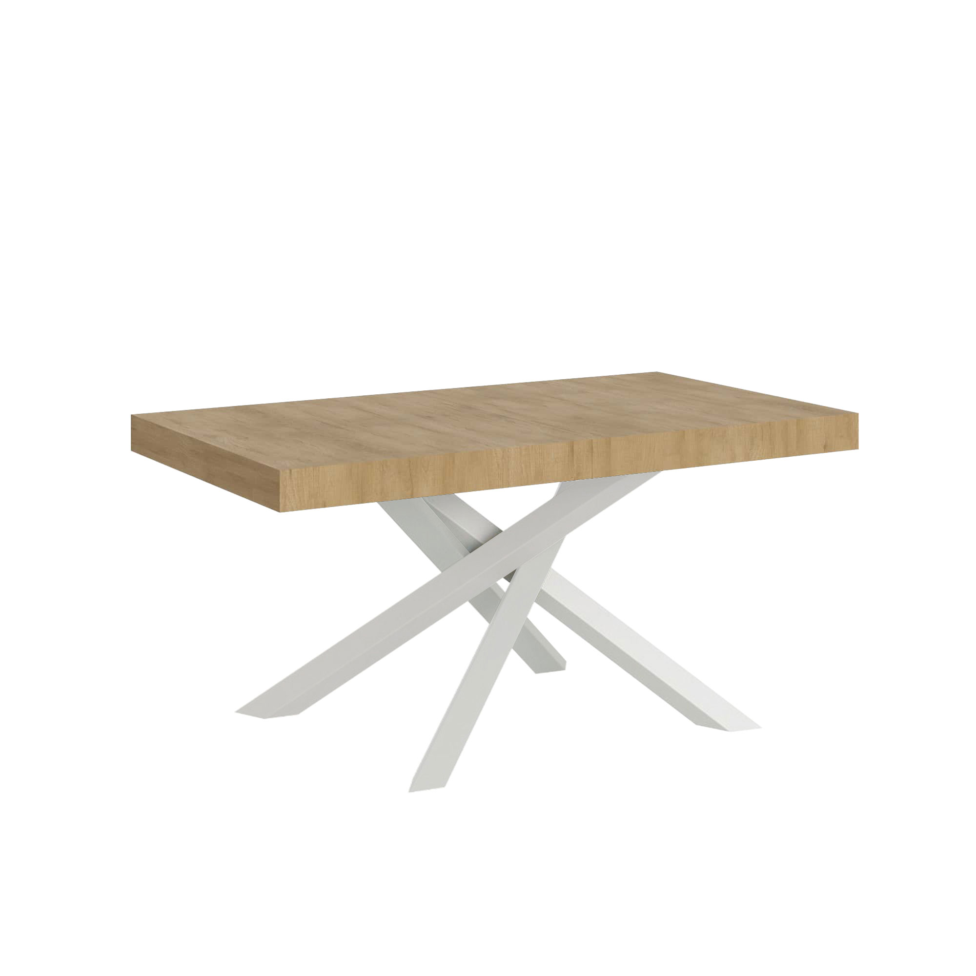 Table Extensible Volantis 160/264x90 Cm Chêne Naturel Pieds Blancs