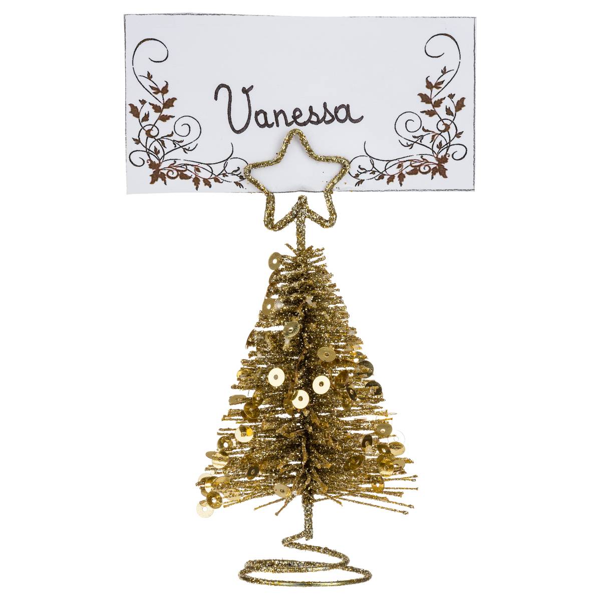 Cavalier De Table Sapin Avec Sequins Métal Or - Feeric Lights & Christmas