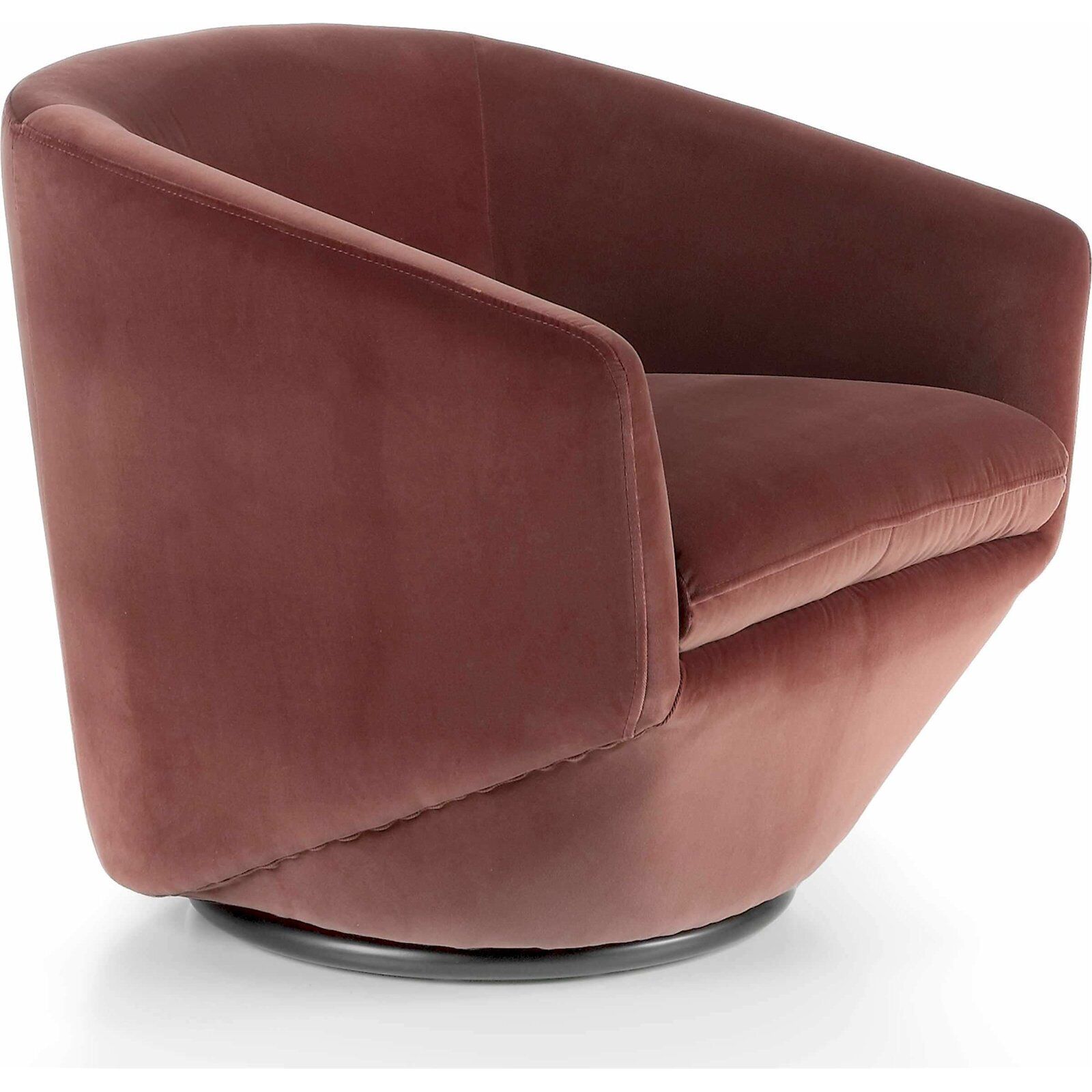 Fauteuil Pivotant À 360º Rembourré Tissu Velours Base Acier Inoxydable - Saumon Rose, Acier Inoxydable