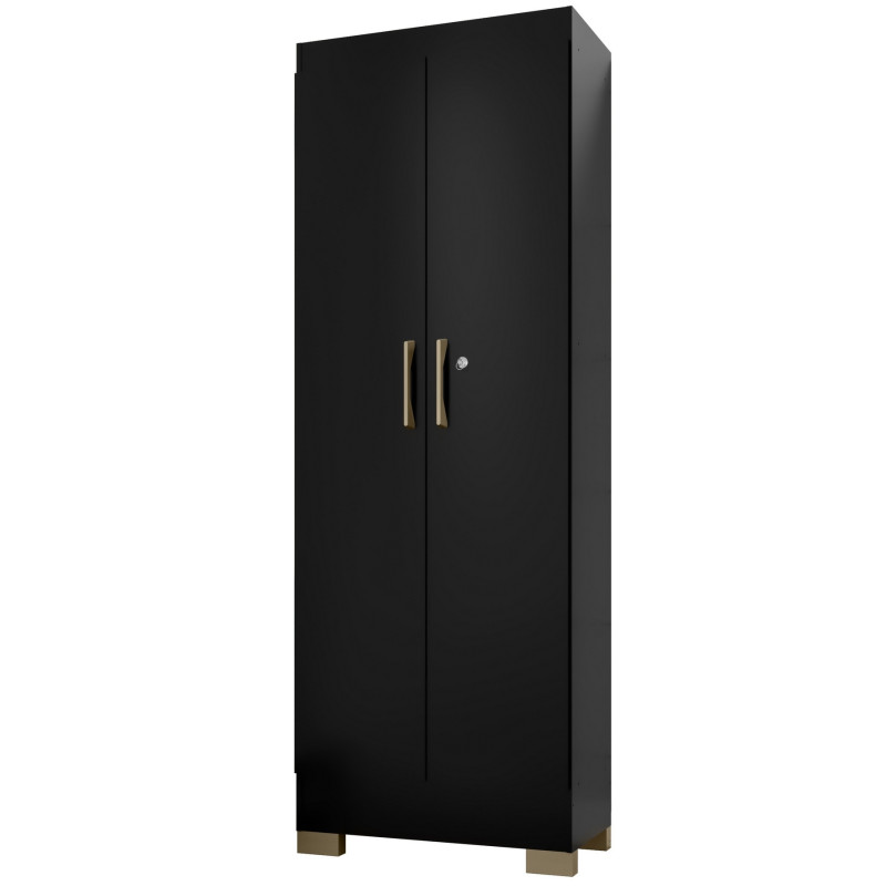 Armoire Multifonctions Beaux Meubles Pas Chers Luna 2 Portes 5 Niches Noire Bois